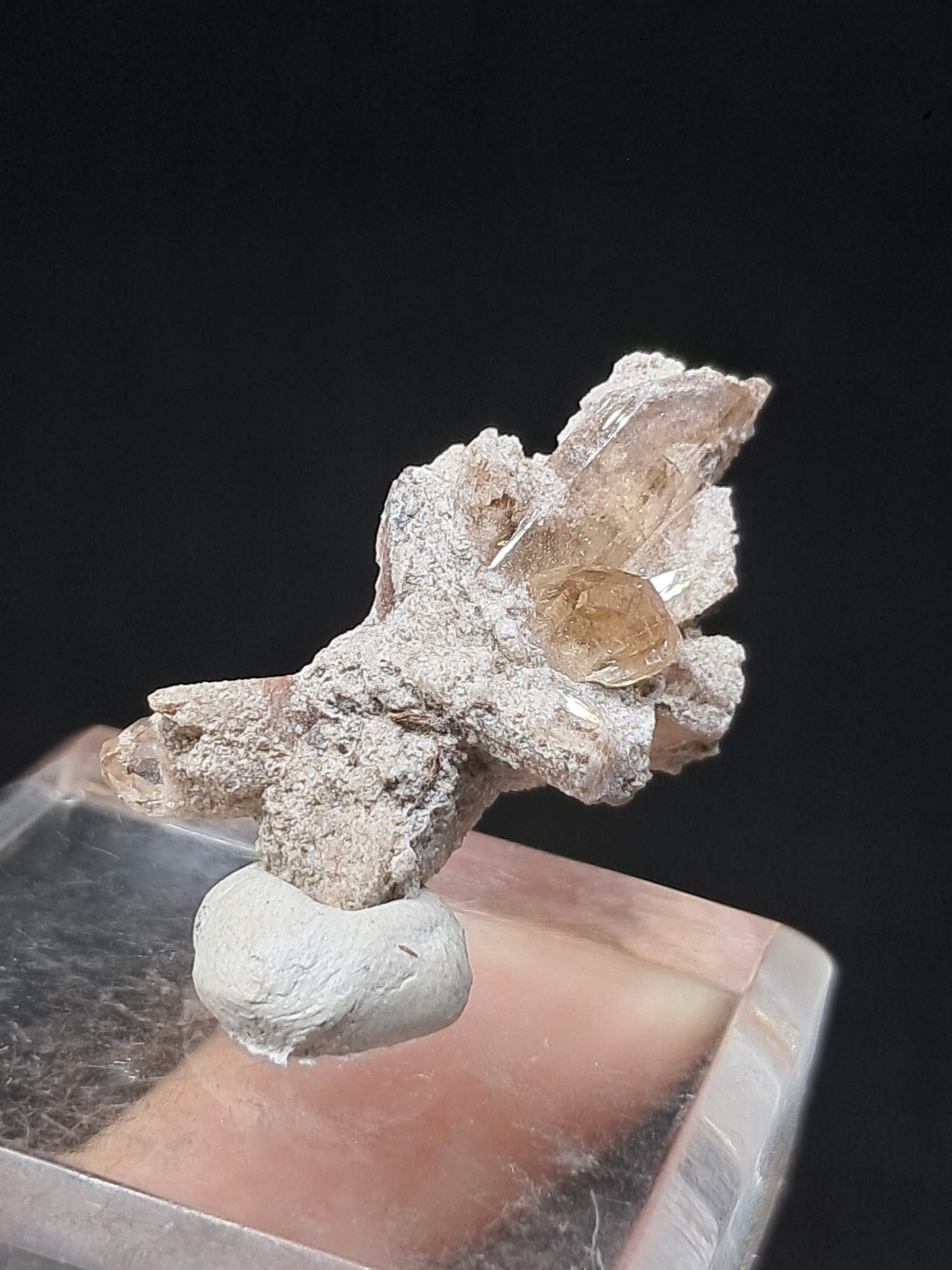 Cristales de topacio natural en matriz (México), piedra preciosa rara | Ejemplar mineral n.° TPZ23
