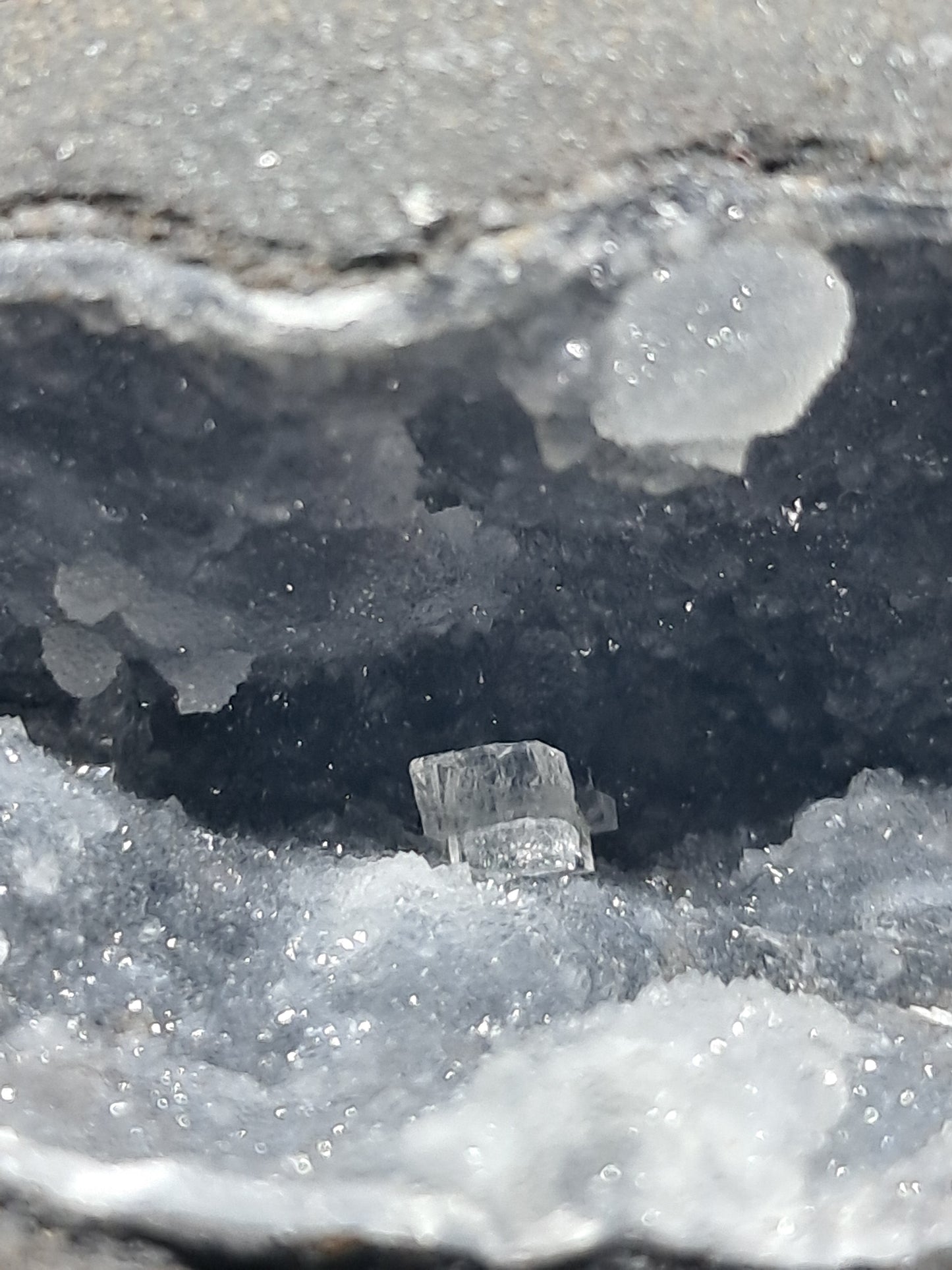 Black Chalcedony with Chabazite in Basalt Geode #BC8