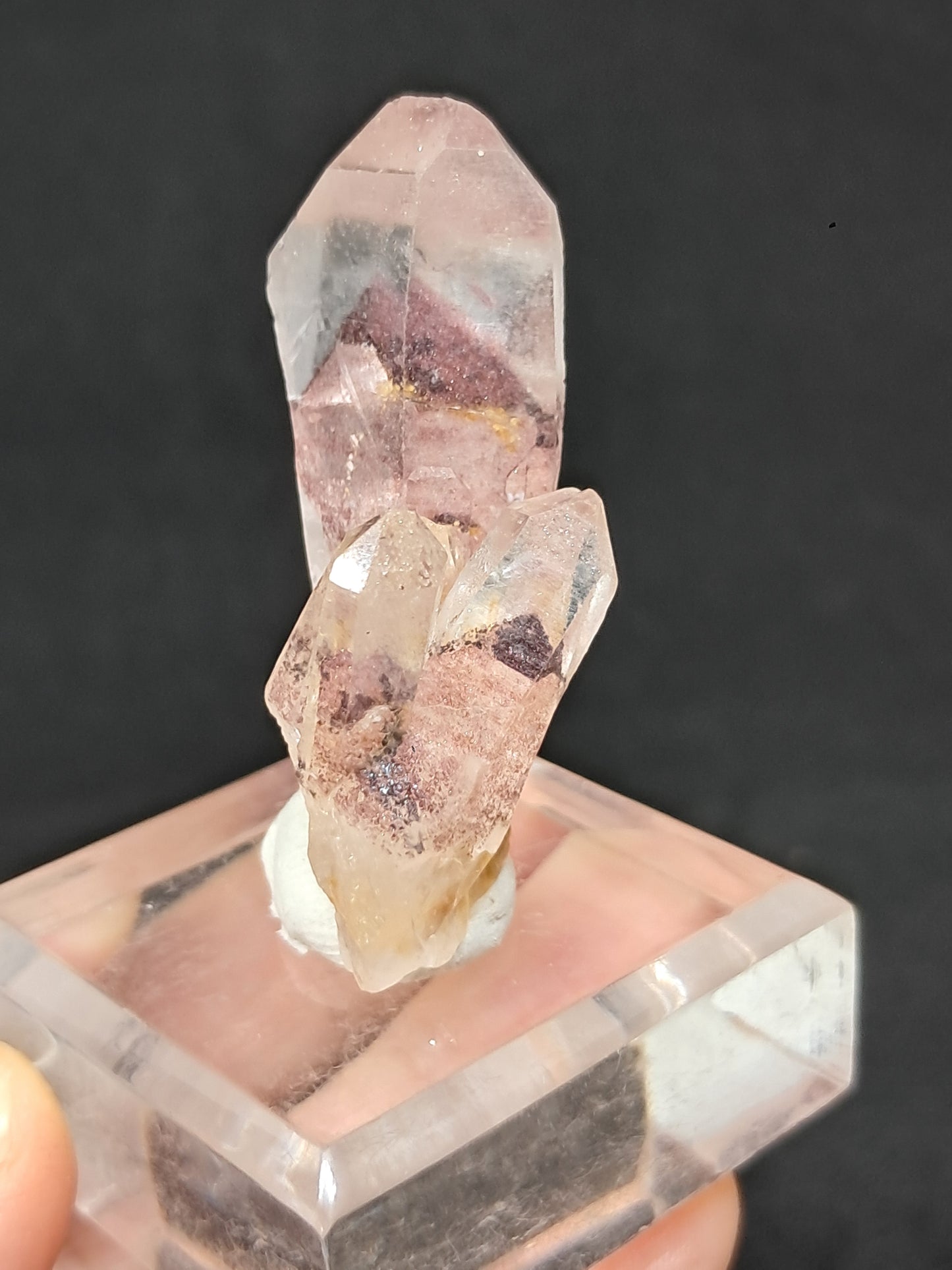 Cúmulo de Cuarzo Fantasma de Hematita (Telangana) Punta de Cristal Natural | Ejemplar Mineral n.° HPQ14