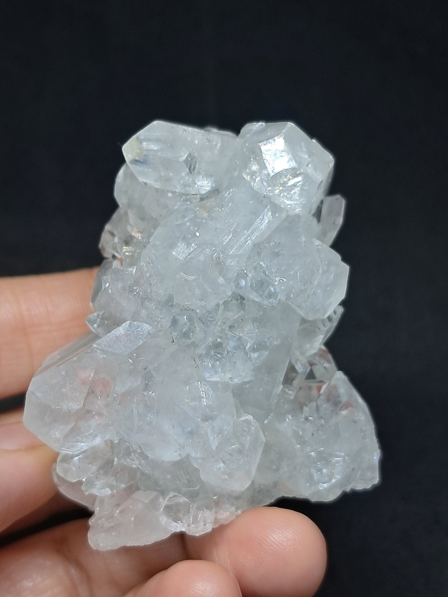 Clear Apophyllite Stalactite w/ Stilbite (Ajanta) Natural Crystal | Mineral Specimen #AP15