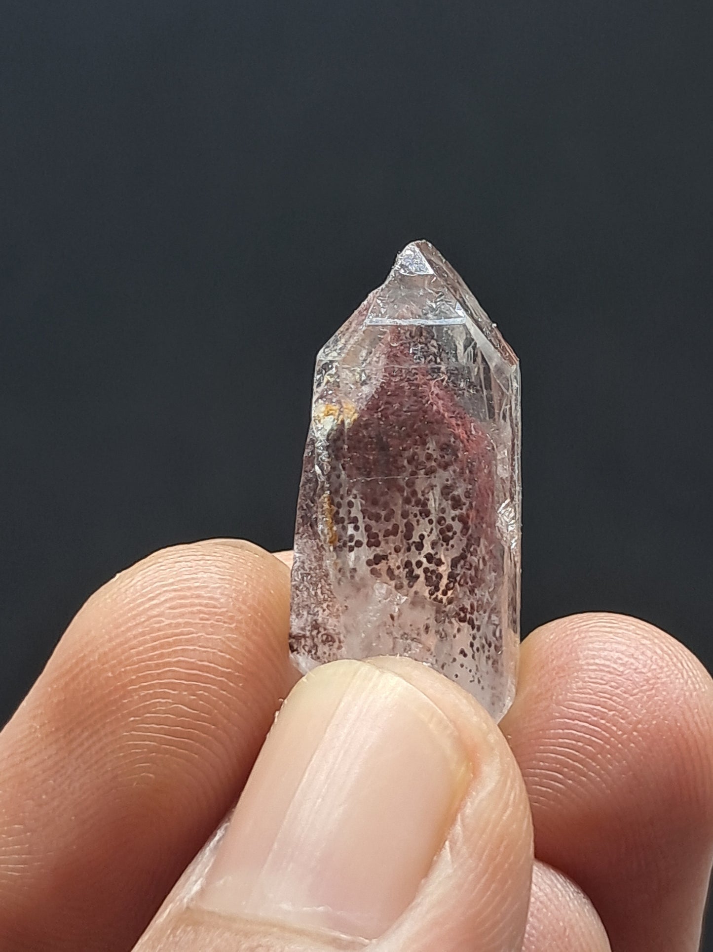 Cuarzo fantasma hematita (Telangana) | Cristal natural | Ejemplar mineral n.° HPQ44