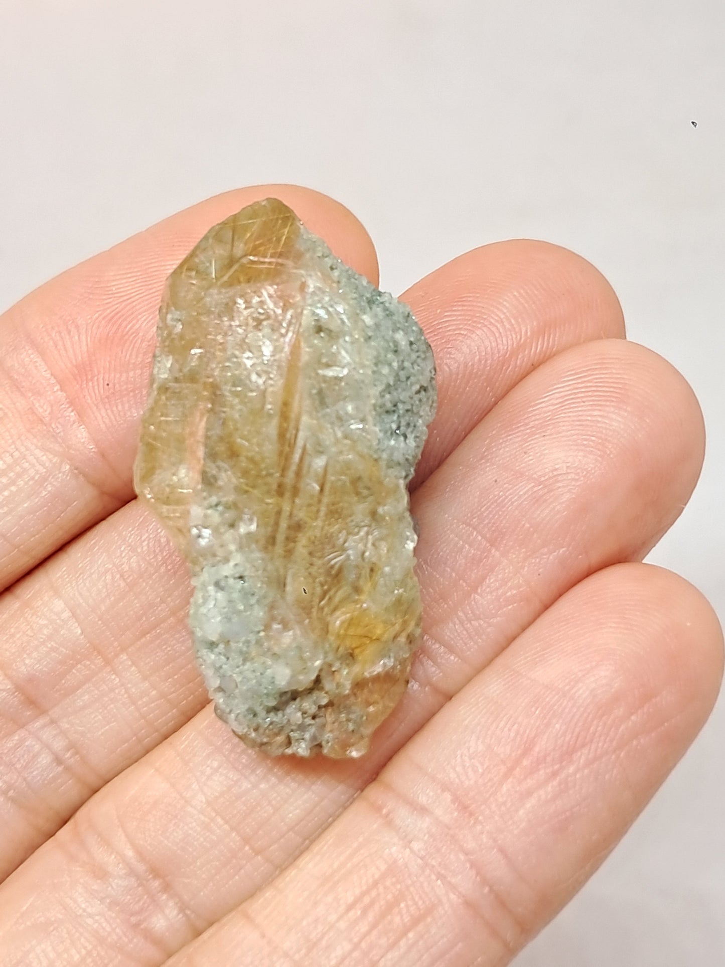 Quartz w/ Chlorite and Golden Rutile Inclusions (Kullu) Rough Stone | Natural Crystal Point | Mineral Specimen #CH42
