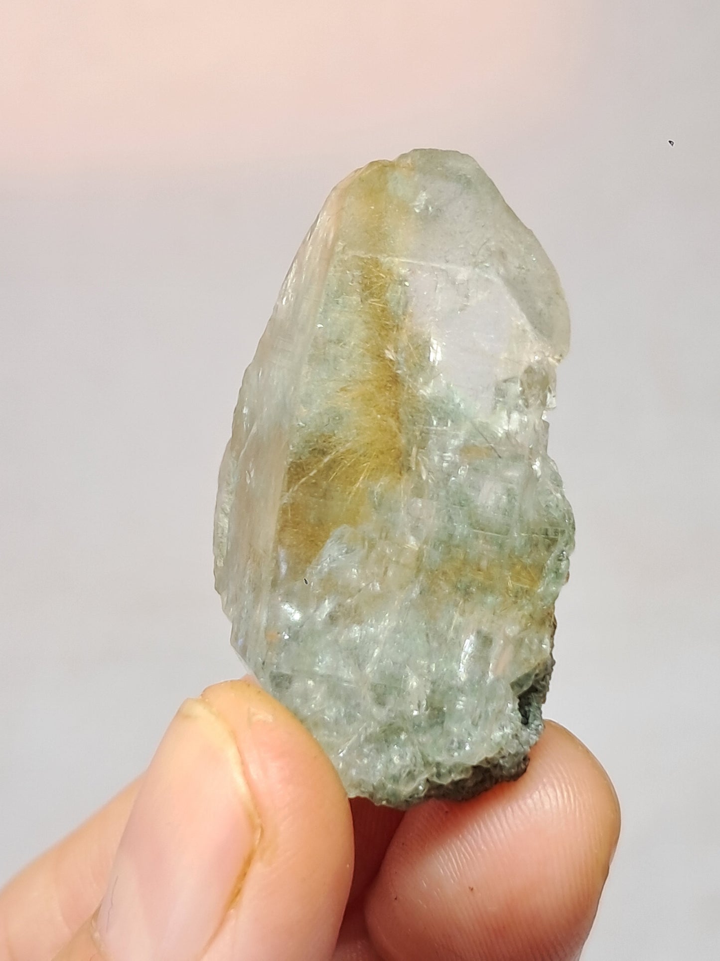 Quartz w/ Chlorite and Golden Rutile Inclusions (Kullu) Rough Stone | Natural Crystal | Mineral Specimen #CH41