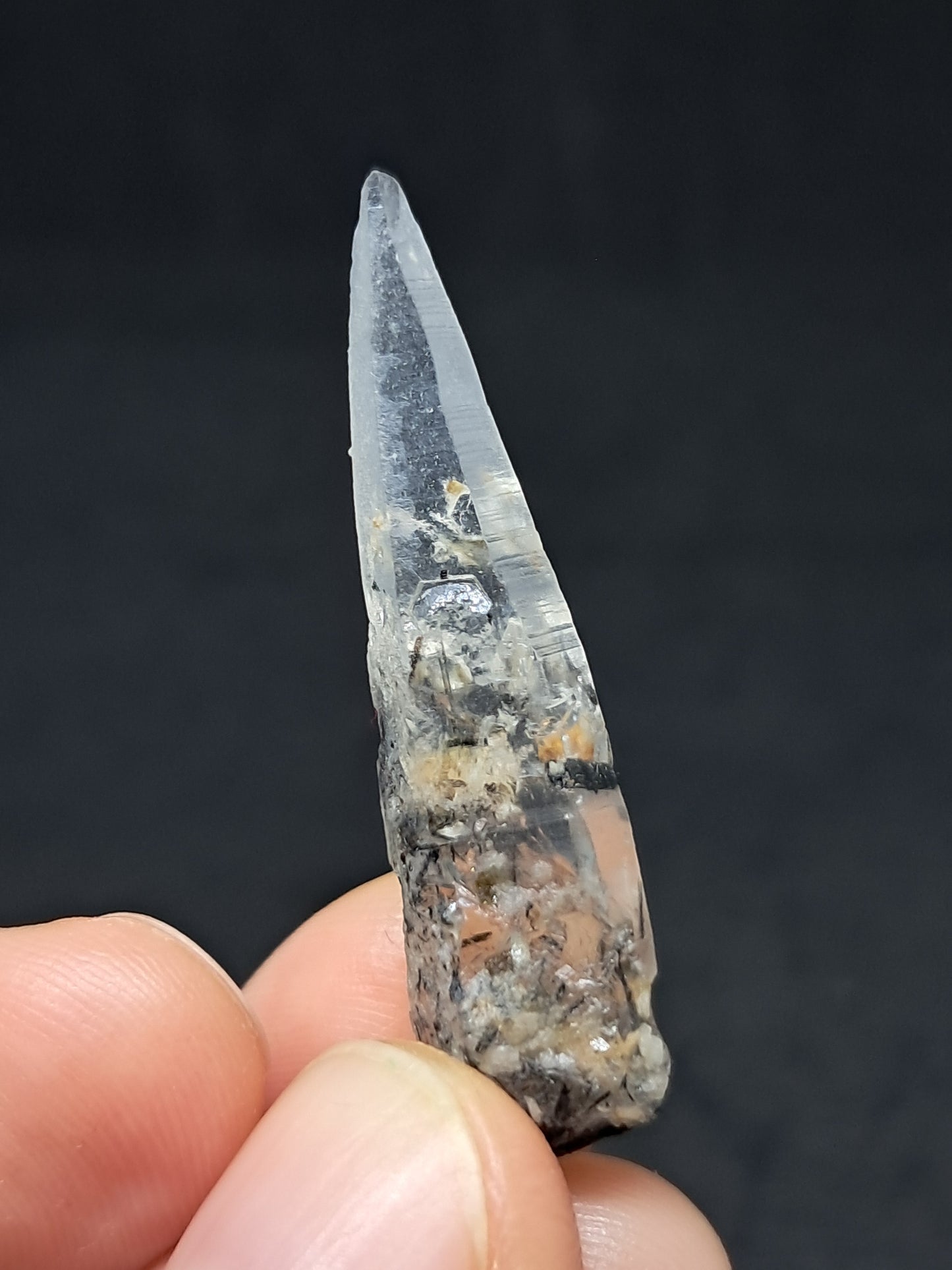 Tourmalinated Quartz natural crystal point (Non-precious natural stone) #TQ9