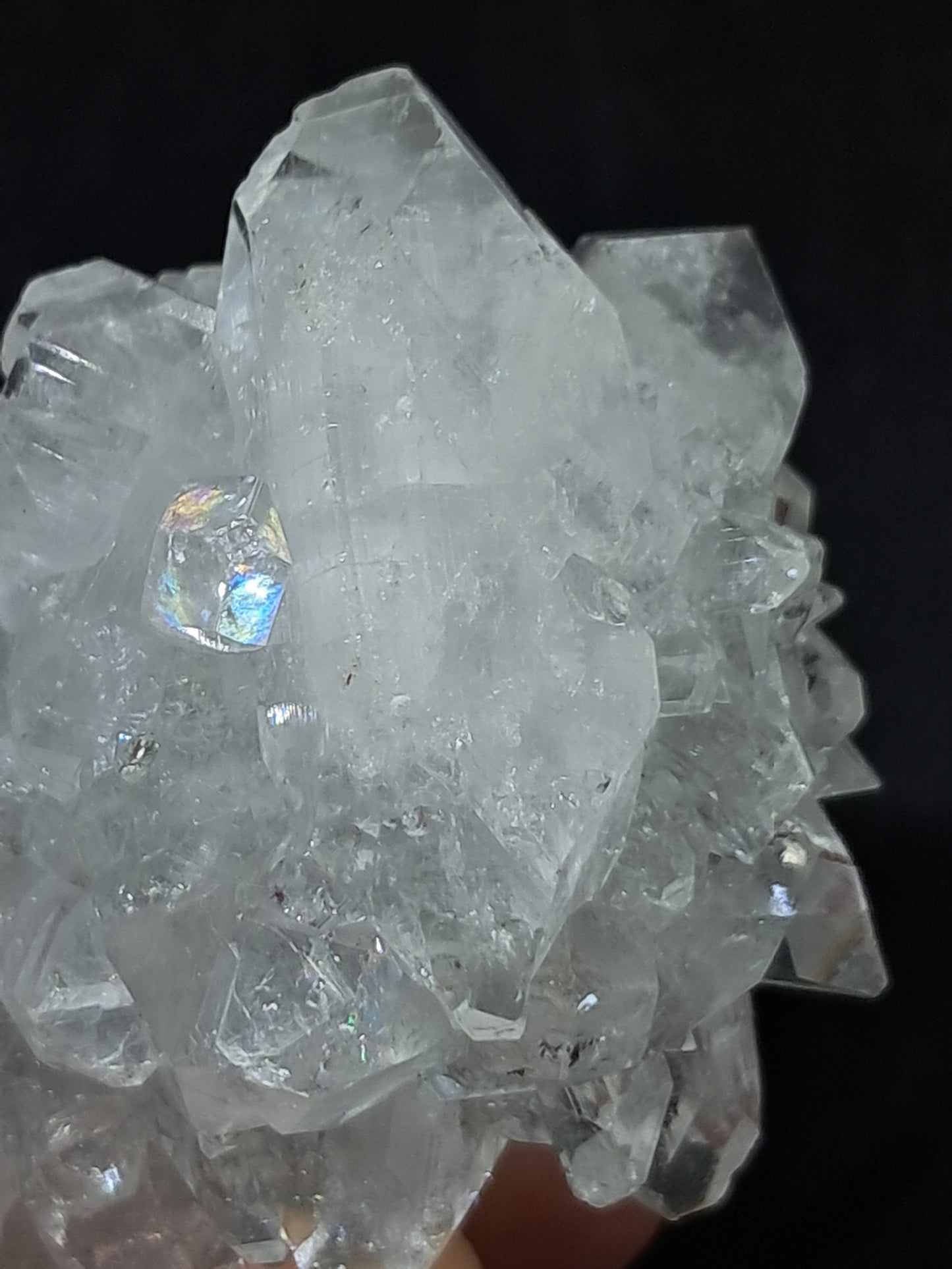 Clear Apophyllite Stalactite w/ Stilbite (Ajanta) Natural Crystal | Mineral Specimen #AP15