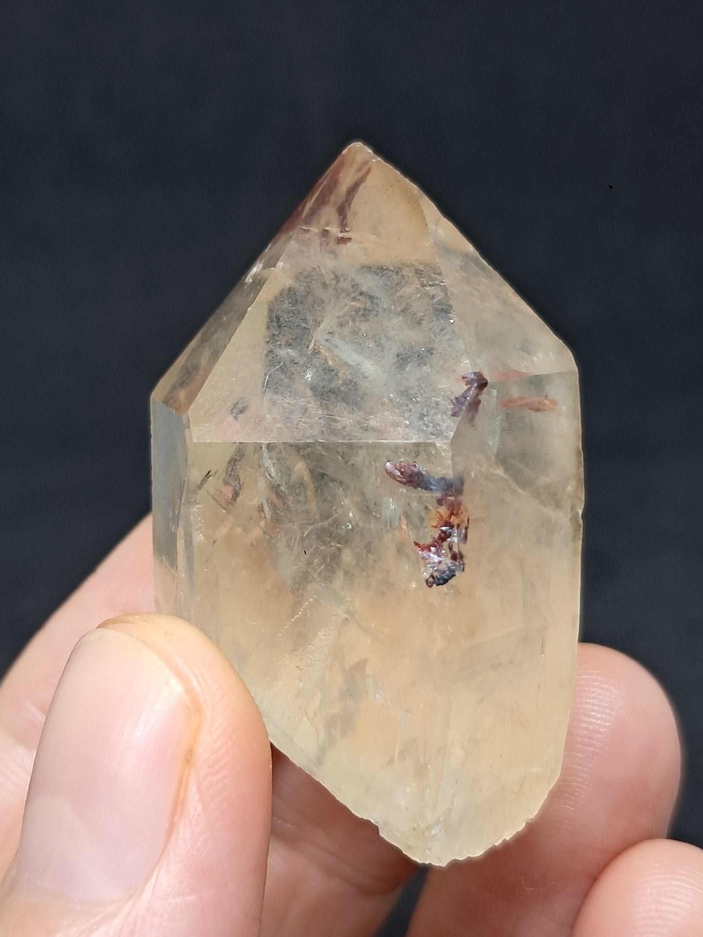 Natural Citrine "Kundalini" with Hematite (Democratic Republic of Congo) Crystal Point | Mineral Specimen #CTN19