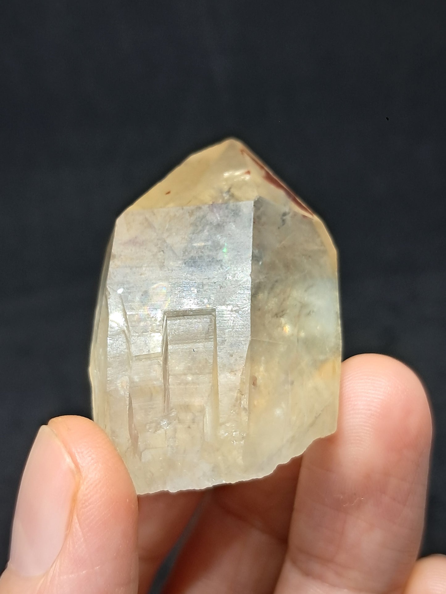Natural Citrine "Kundalini" with Hematite (Democratic Republic of Congo) Crystal Point | Mineral Specimen #CTN19