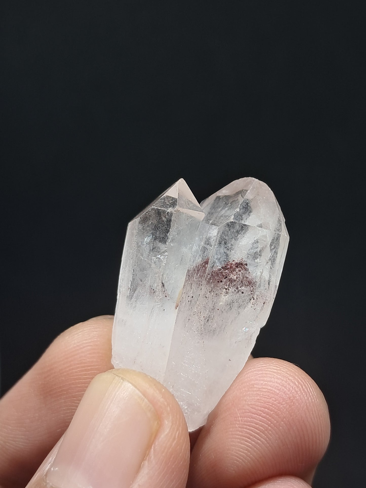 Cuarzo fantasma hematita (Telangana) Cristal natural | Ejemplar mineral | Puntas gemelas #HPQ29