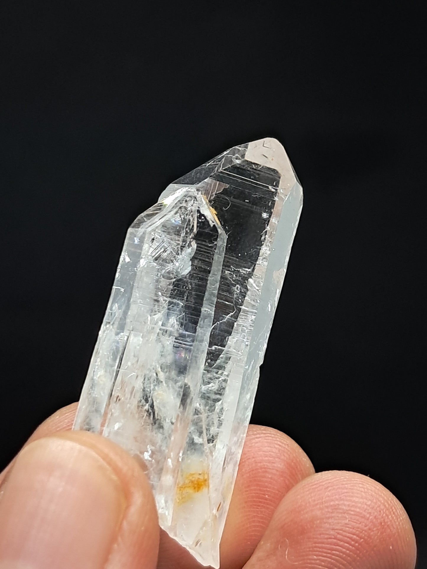 Punta natural de cristal de cuarzo fundido transparente (Santander, Colombia) | Ejemplar mineral n.° COQ35