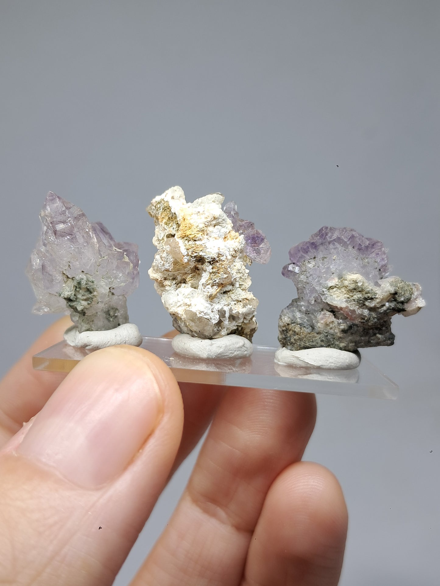 Set of 3 Amethyst from Karur | Natural Crystals | Mineral Specimen | Flower Scepter Herkimer Formation #KA166