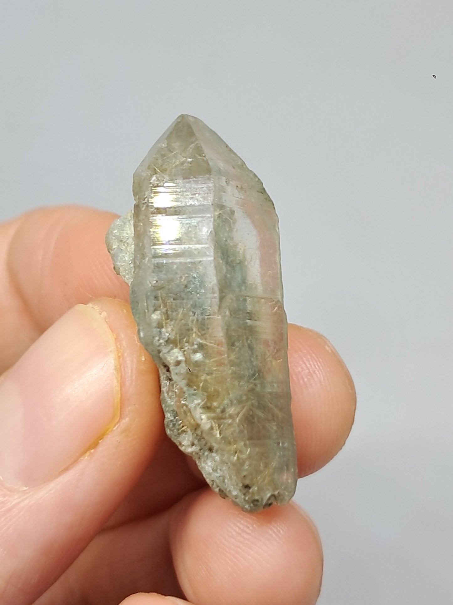 Quartz w/ Chlorite and Golden Rutile Inclusions (Kullu) Rough Stone | Natural Crystal Point | Mineral Specimen #CH47