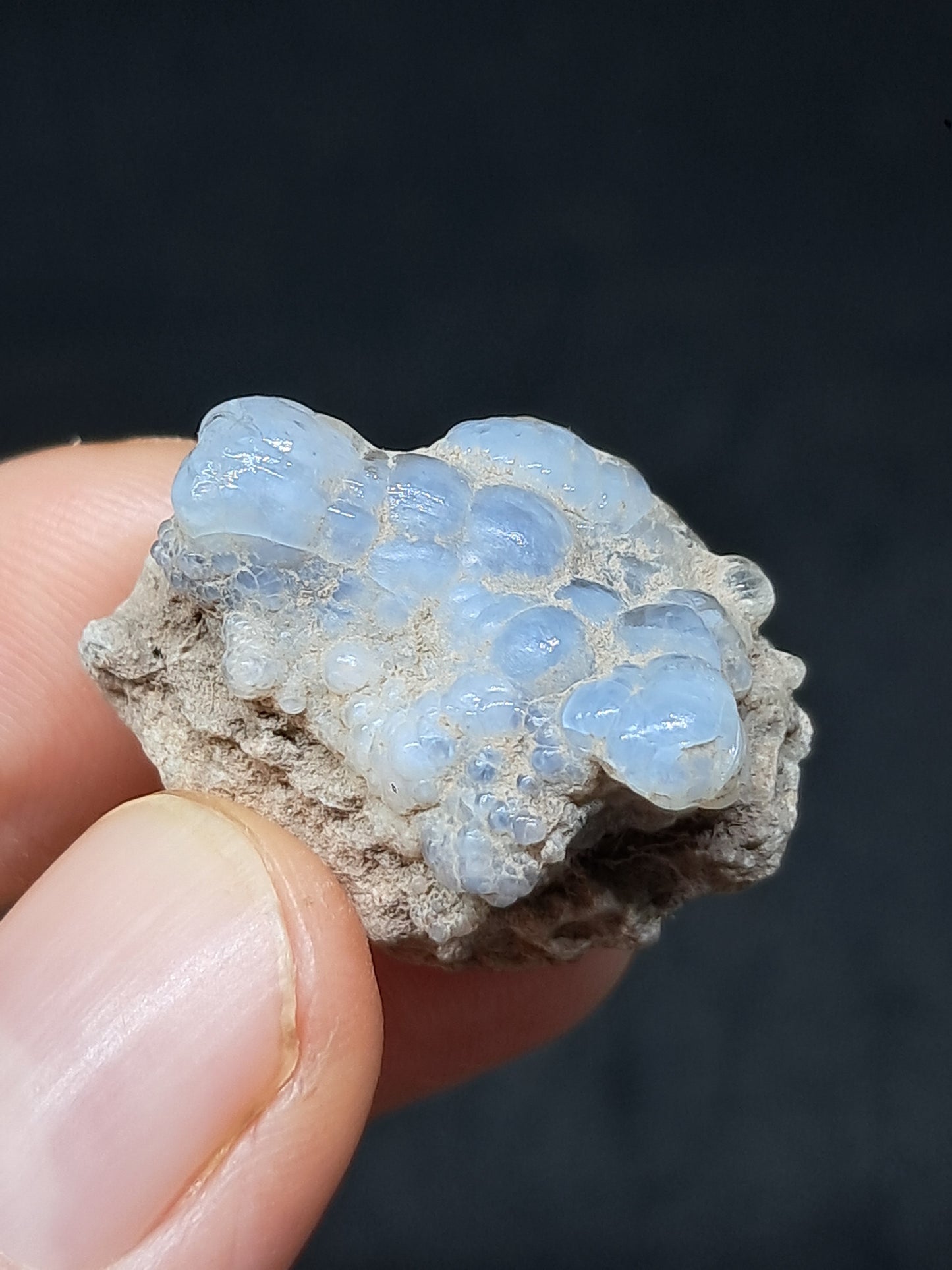 Ópalo hialita en matriz (México), piedra cristalina en bruto | Ejemplar mineral n.° OH7