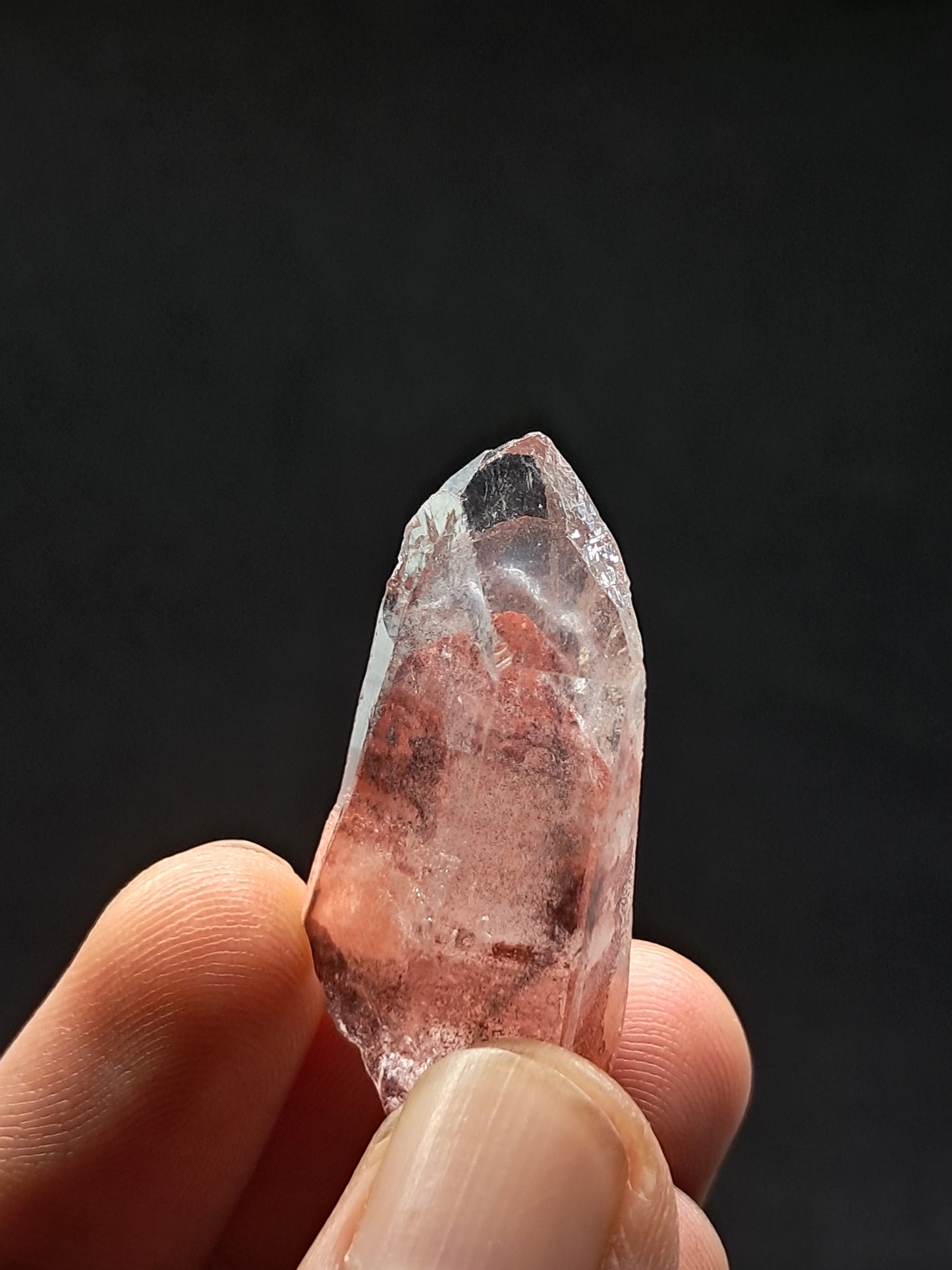 Cuarzo fantasma hematita (Telangana) | Cristal natural | Doble fantasma | Ejemplar mineral n.° HPQ41