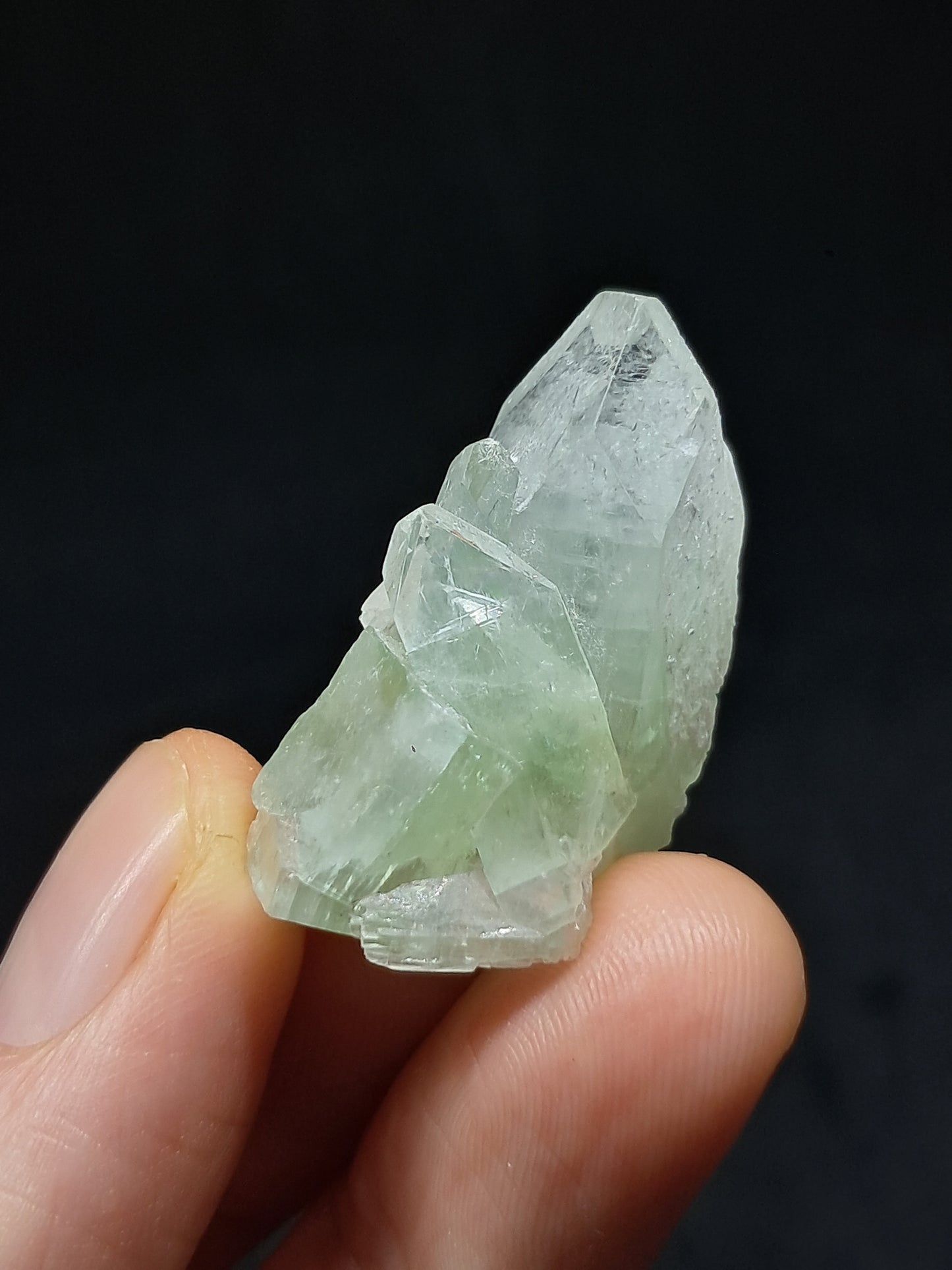 Green Apophyllite Point w/ Okenite and Stilbite (Ajanta) Natural Crystal | Mineral Specimen #AP61