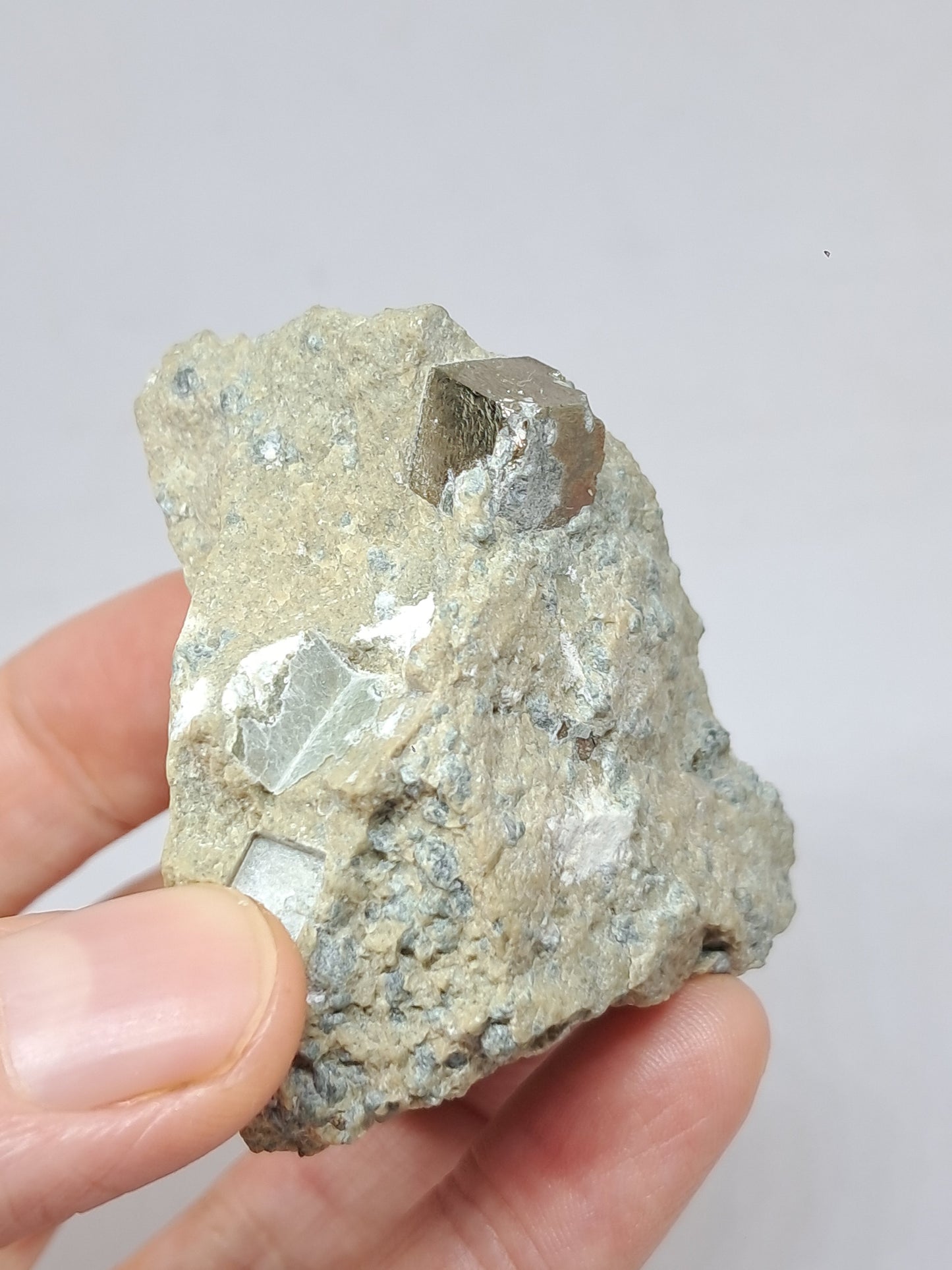 Cubos de pirita en matriz (España) Cristal natural | Ejemplar mineral n.° PR15
