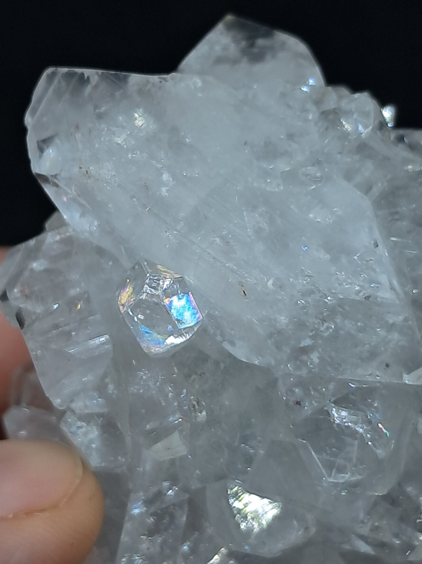Clear Apophyllite Stalactite w/ Stilbite (Ajanta) Natural Crystal | Mineral Specimen #AP15