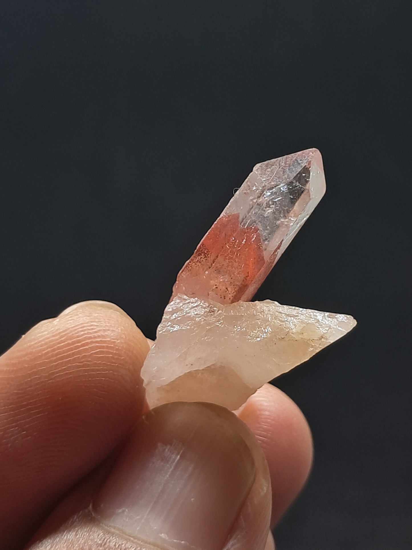 Cuarzo fantasma hematita (Telangana) | Cristal natural | Ejemplar mineral n.° HPQ45