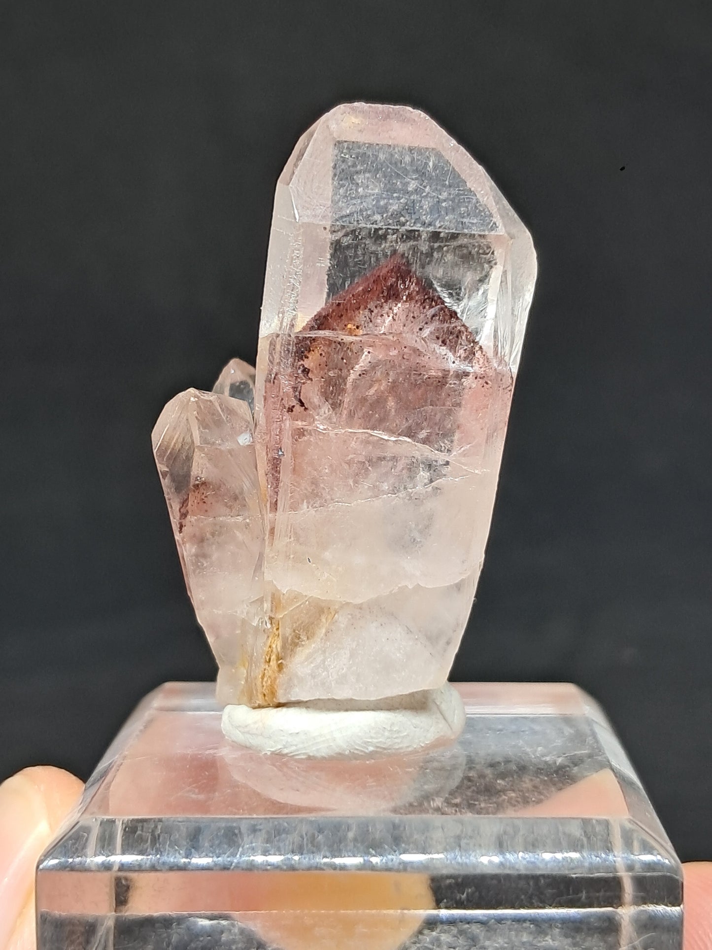 Cúmulo de Cuarzo Fantasma de Hematita (Telangana) Punta de Cristal Natural | Ejemplar Mineral n.° HPQ14