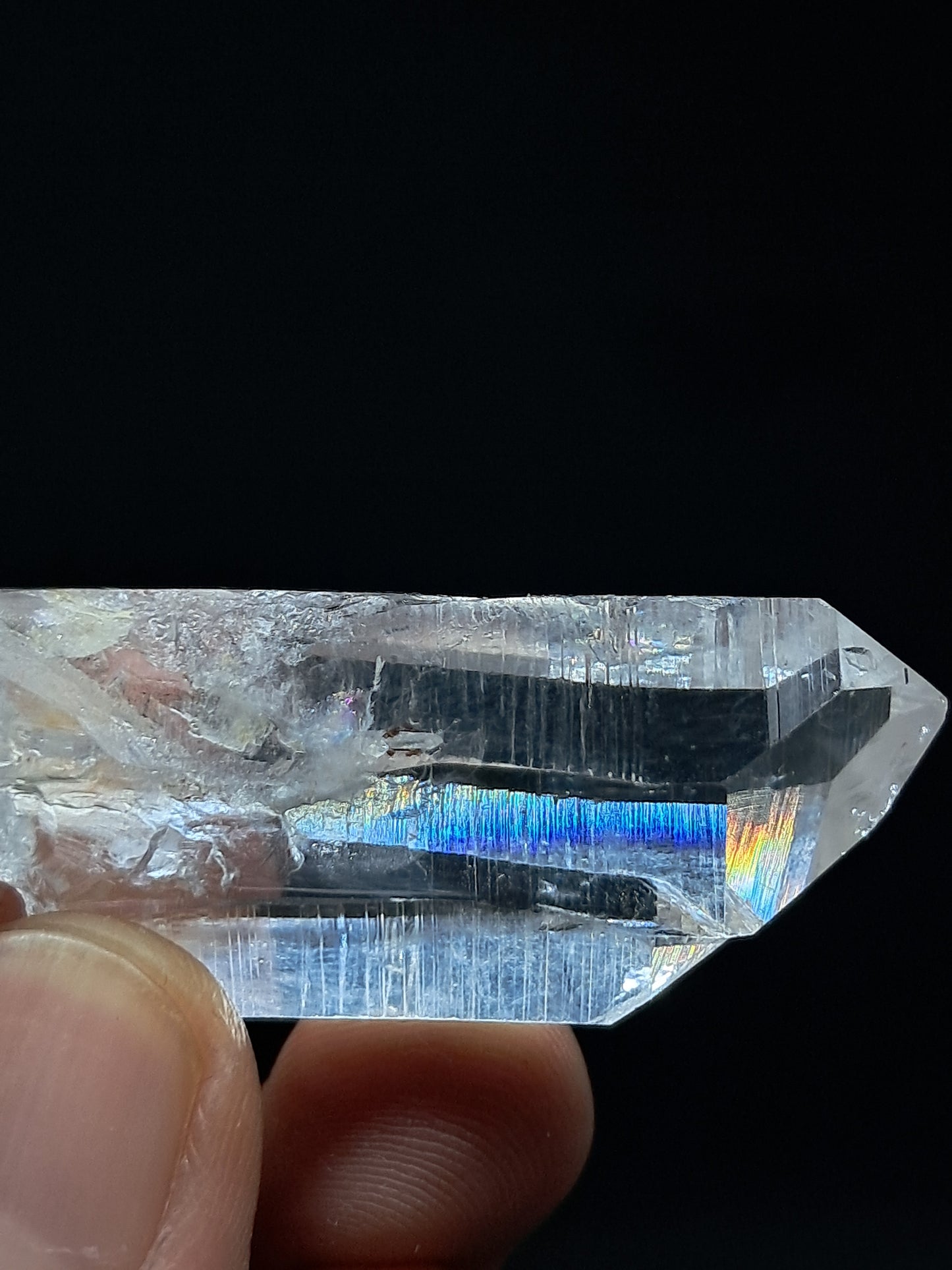 Punta natural de cristal de cuarzo fundido transparente (Santander, Colombia) | Ejemplar mineral n.° COQ35