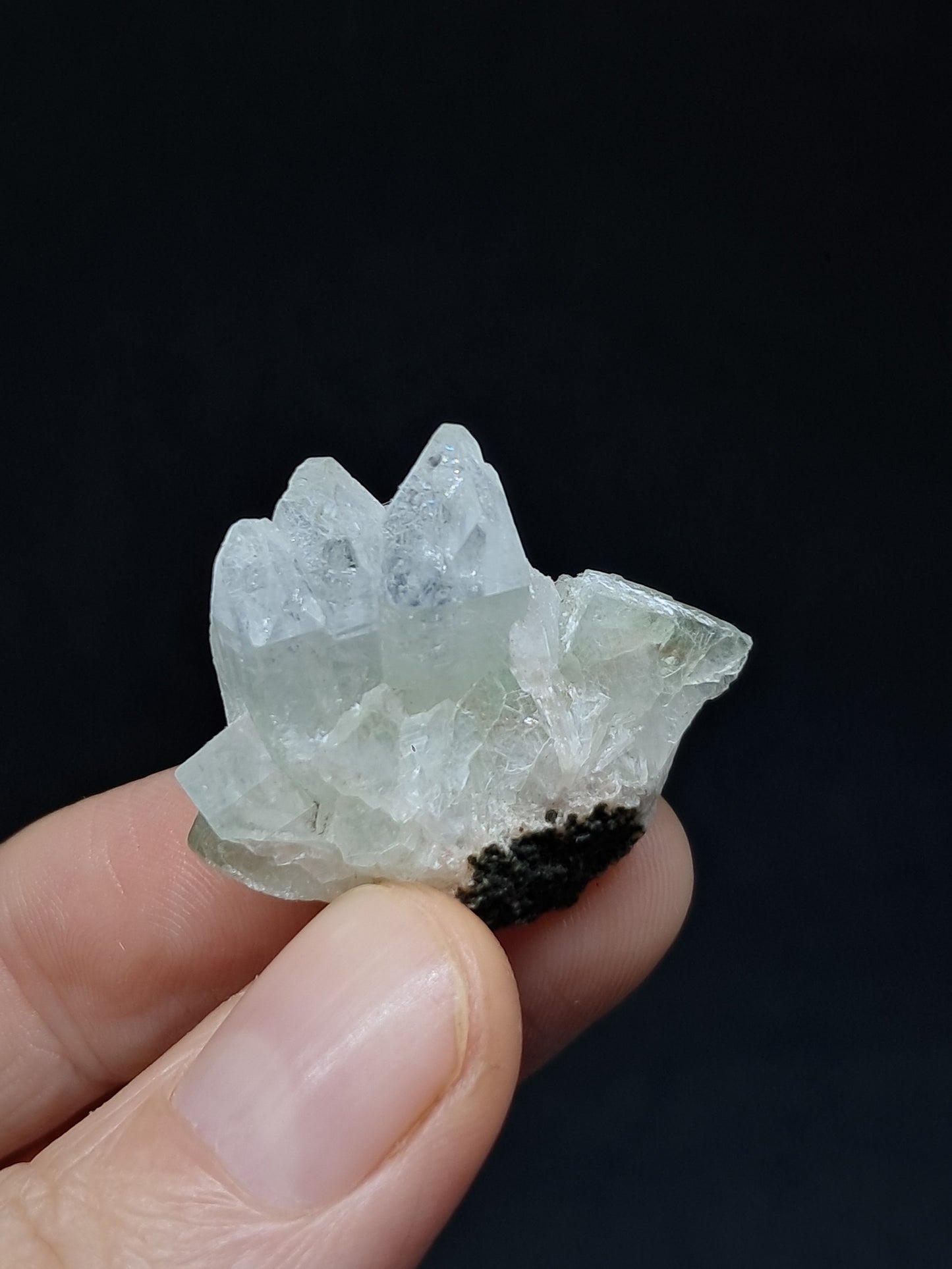 Green Apophyllite Crystal w/ Okenite (Ajanta) Natural Point | Mineral Specimen #AP64