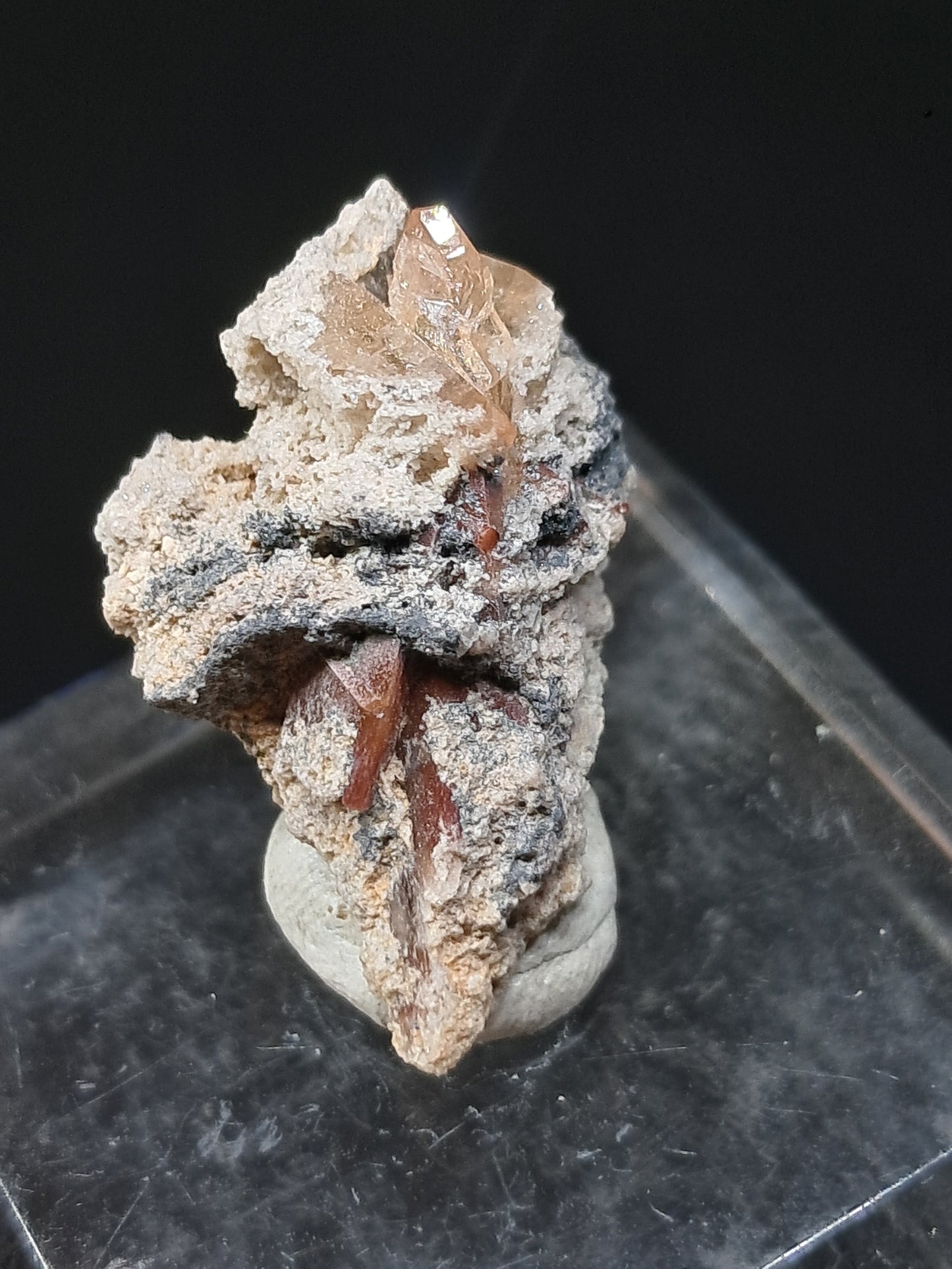 Cristales de topacio natural en matriz (México), piedra preciosa rara | Ejemplar mineral n.° TPZ26
