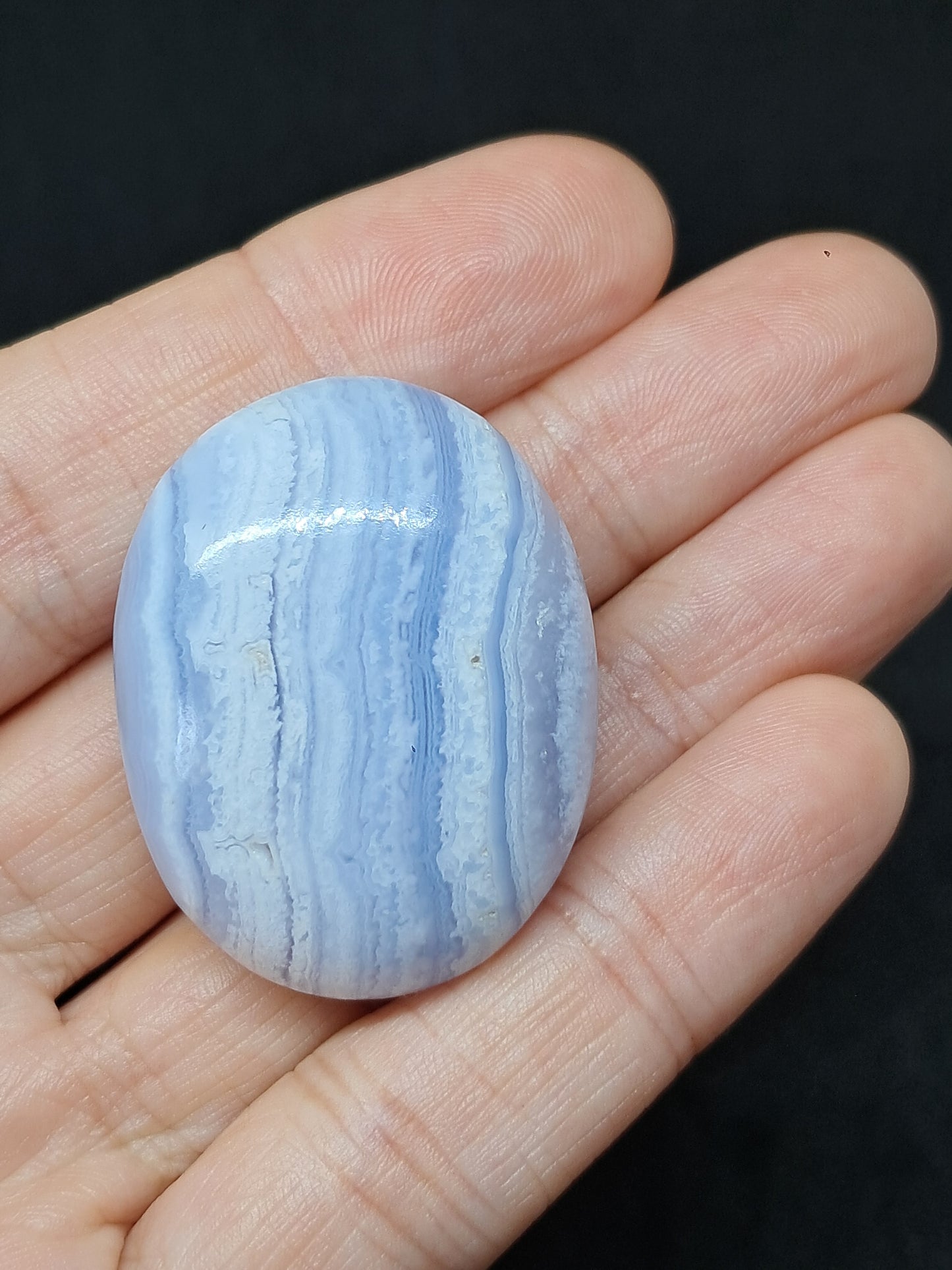 Blue Lace Agate Palmstone | Polished Natural Stone | Good Quality