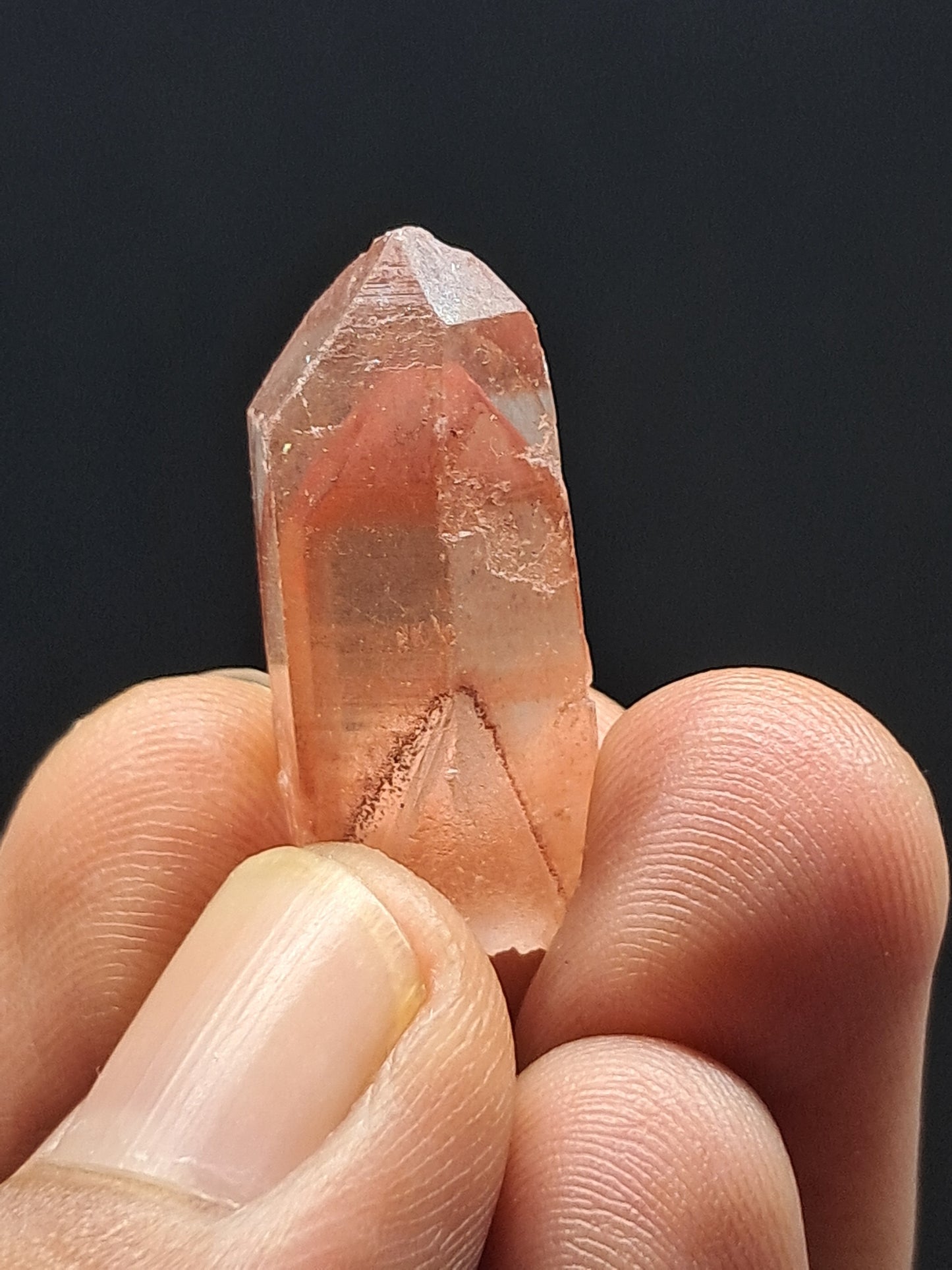 Cuarzo fantasma hematita (Telangana) | Cristal natural | Doble fantasma | Ejemplar mineral n.° HPQ43