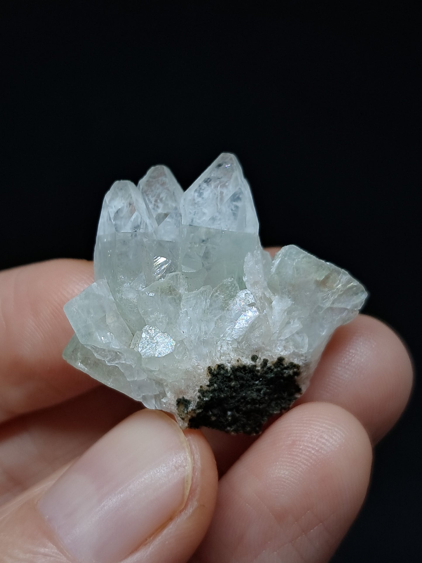 Green Apophyllite Crystal w/ Okenite (Ajanta) Natural Point | Mineral Specimen #AP64