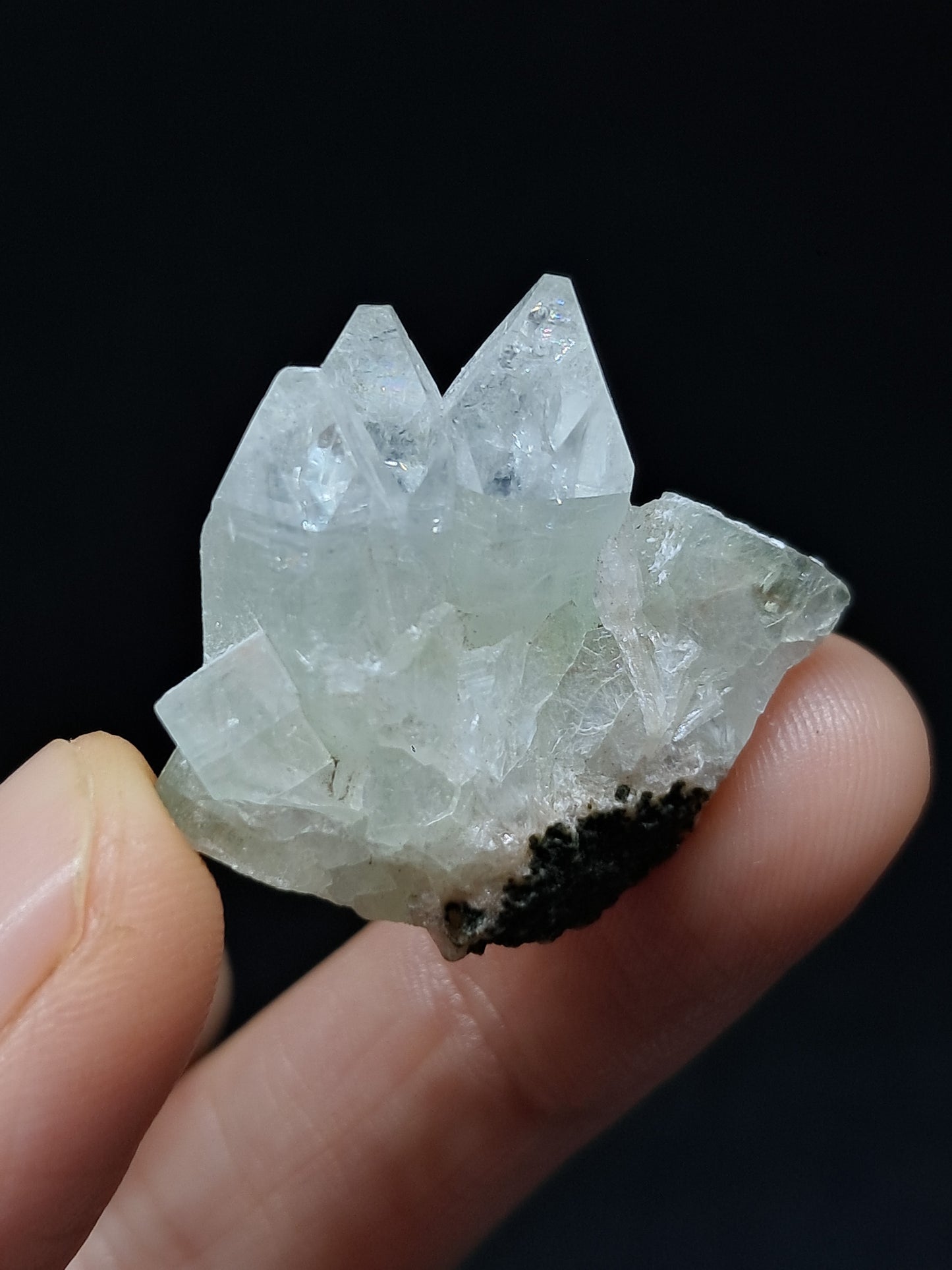 Green Apophyllite Crystal w/ Okenite (Ajanta) Natural Point | Mineral Specimen #AP64