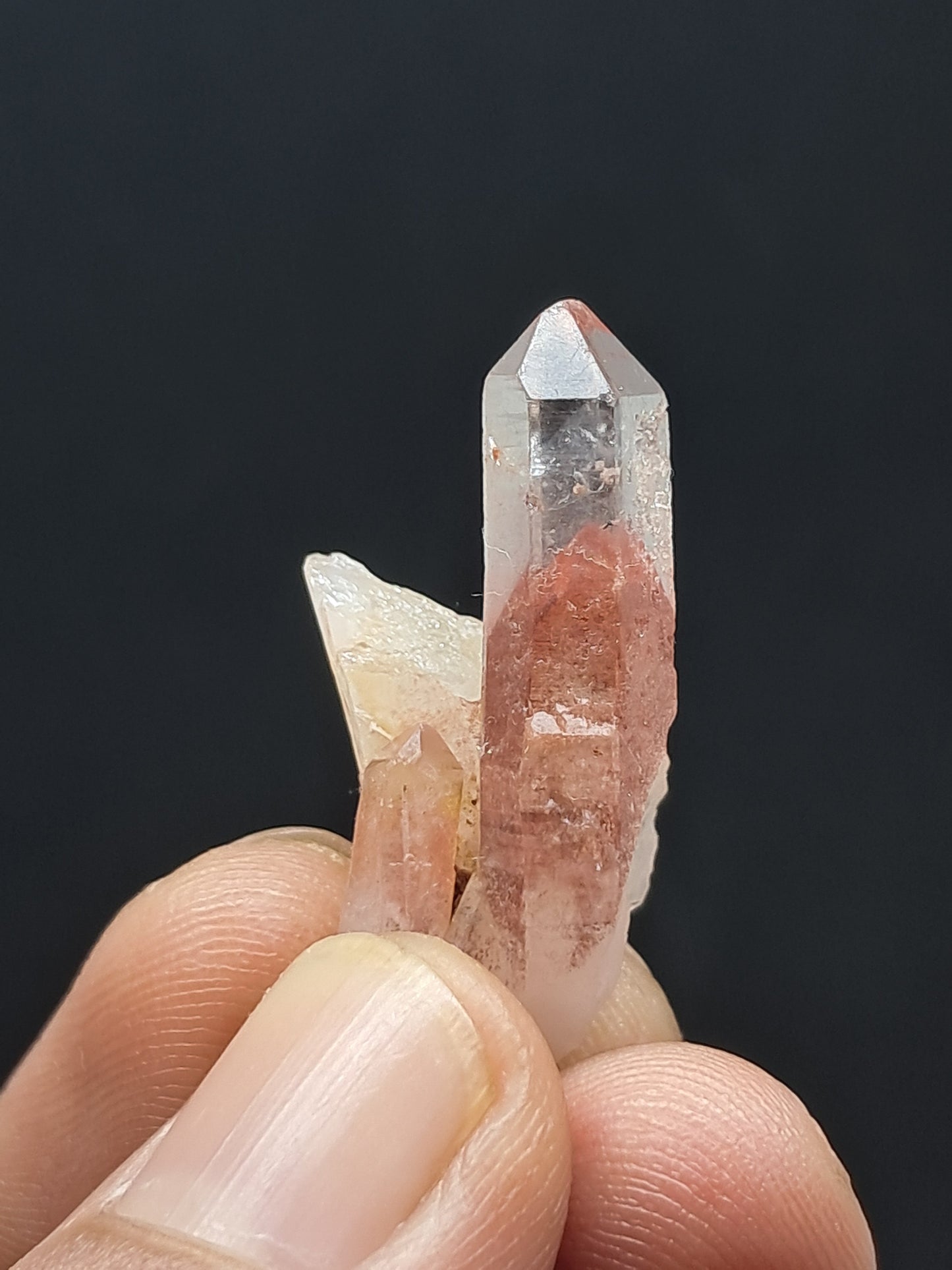 Cuarzo fantasma hematita (Telangana) | Cristal natural | Ejemplar mineral n.° HPQ45