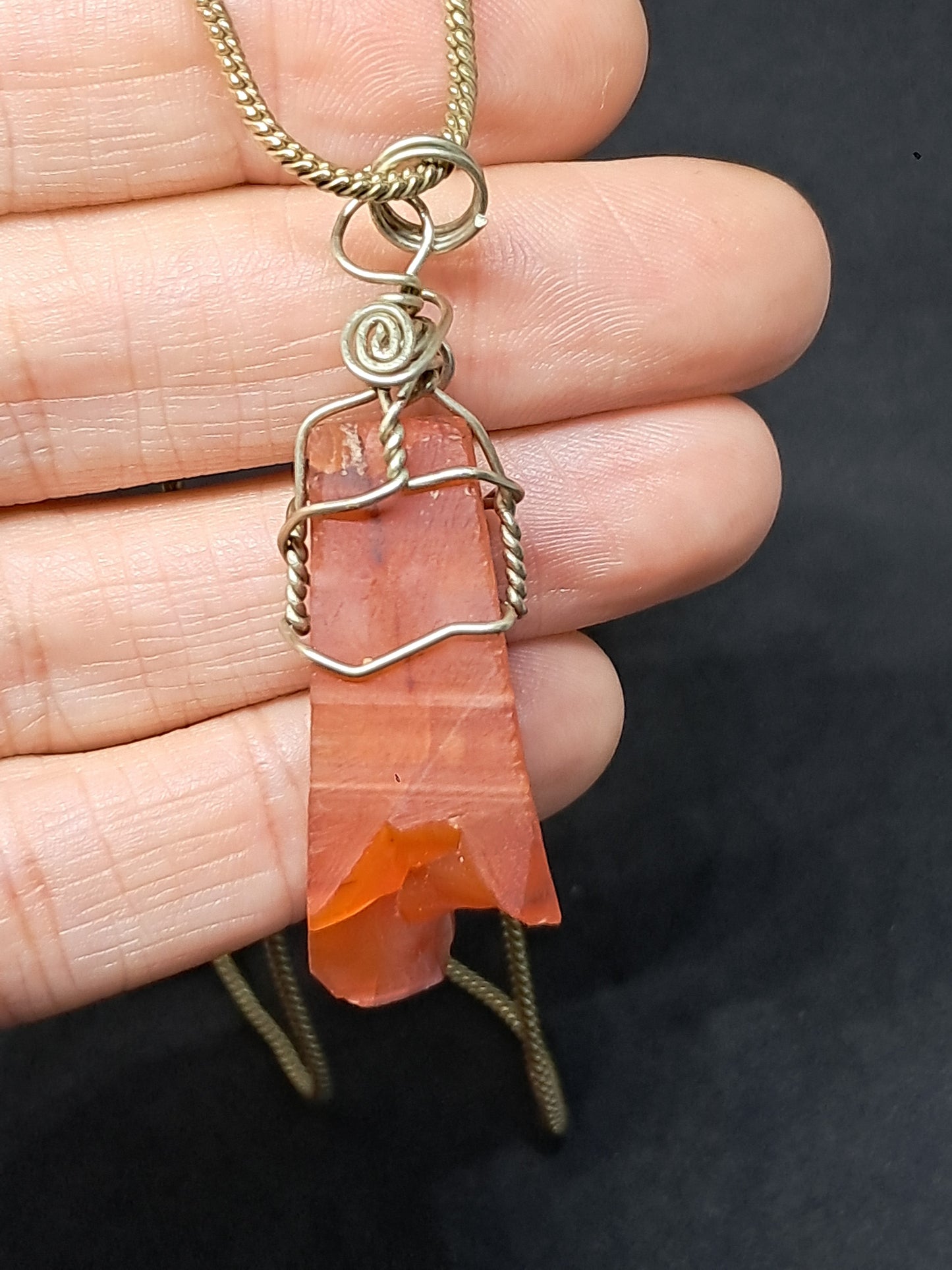 Rough Carnelian Pendant | Handcrafted Jewelry | Necklace | Unisex #JL37