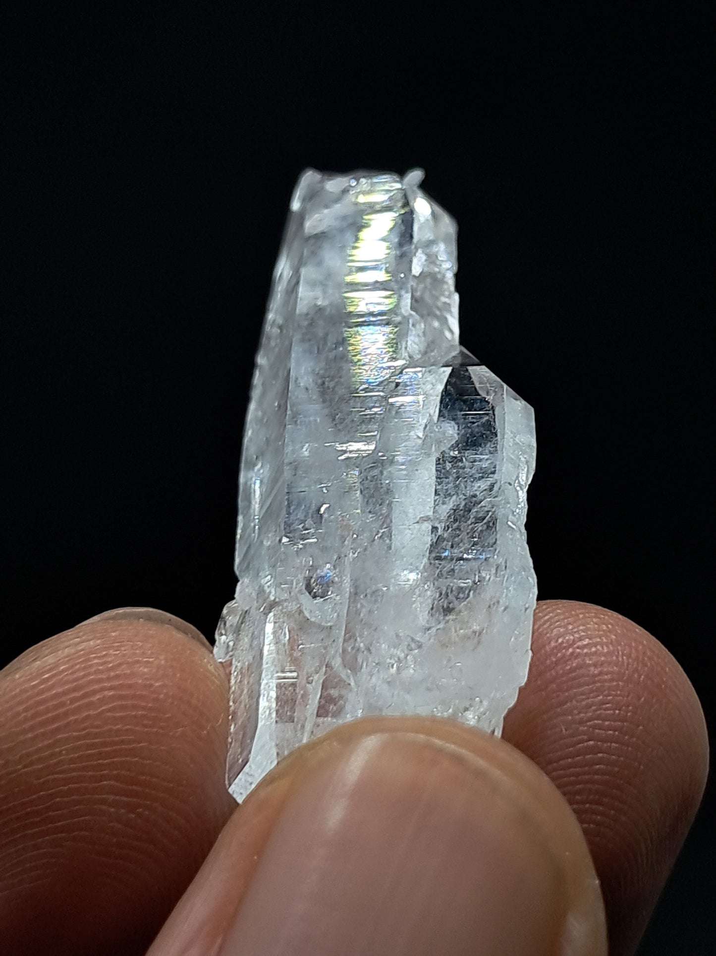 Cúmulo biterminado de cuarzo superclaro Faden (Santander, Colombia) Punta natural | Ejemplar mineral n.° COQ20