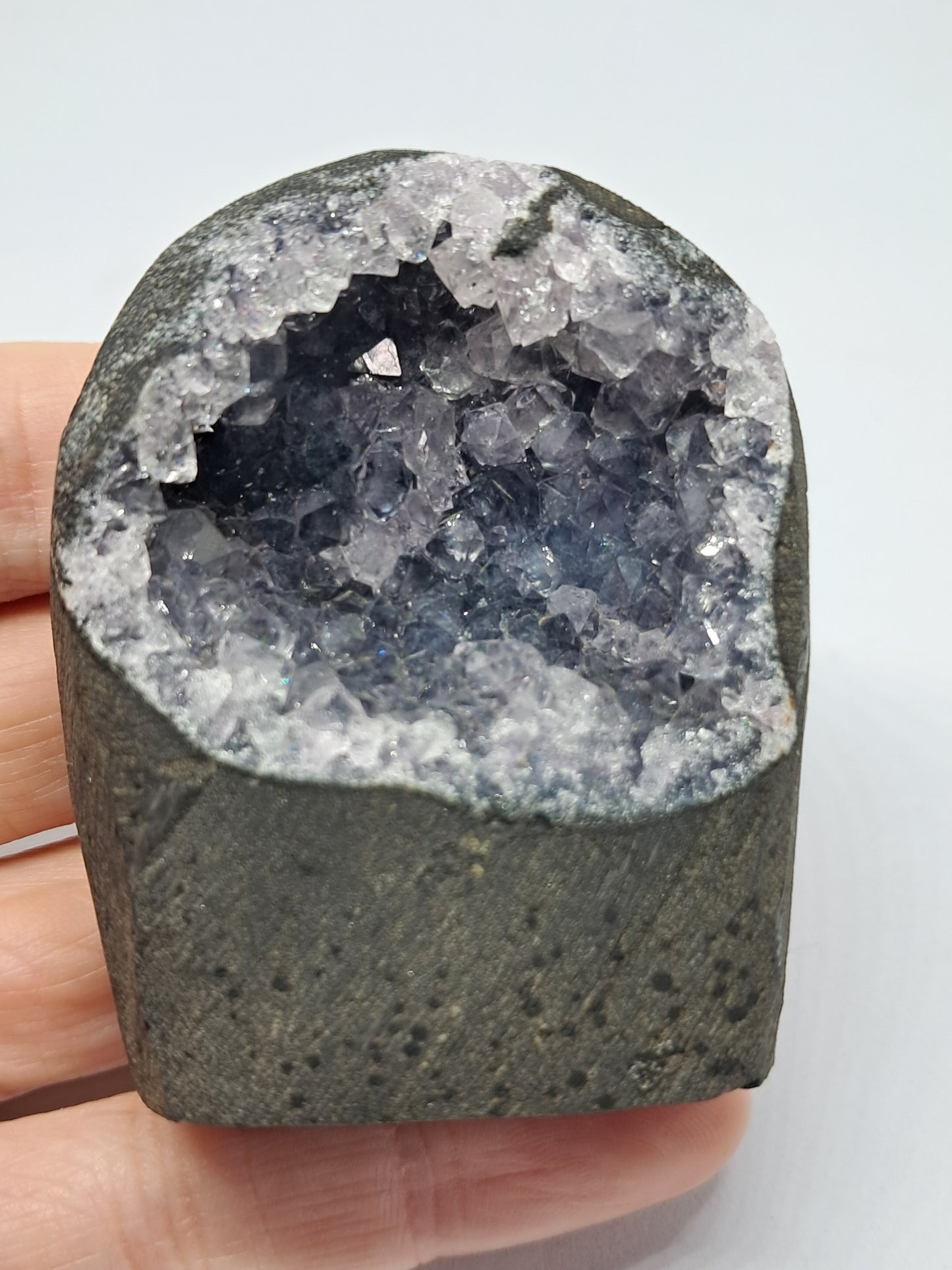 Back Chalcedony with Amethyst in Basalt Geode (Non-precious mineral) #BC2