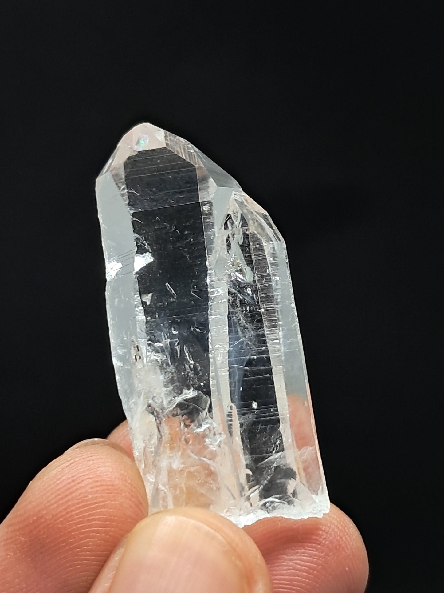 Punta natural de cristal de cuarzo fundido transparente (Santander, Colombia) | Ejemplar mineral n.° COQ35