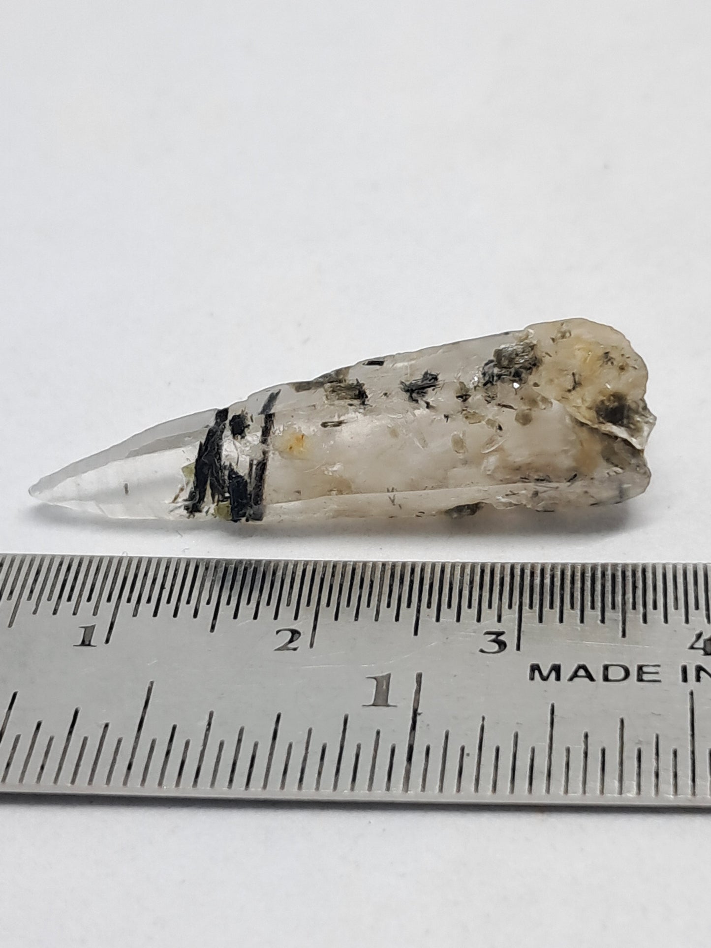 Tourmalinated Quartz w/ Mica and Feldspar Inclusions (Karur) Natural Crystal Point | Mineral Specimen #TQ18