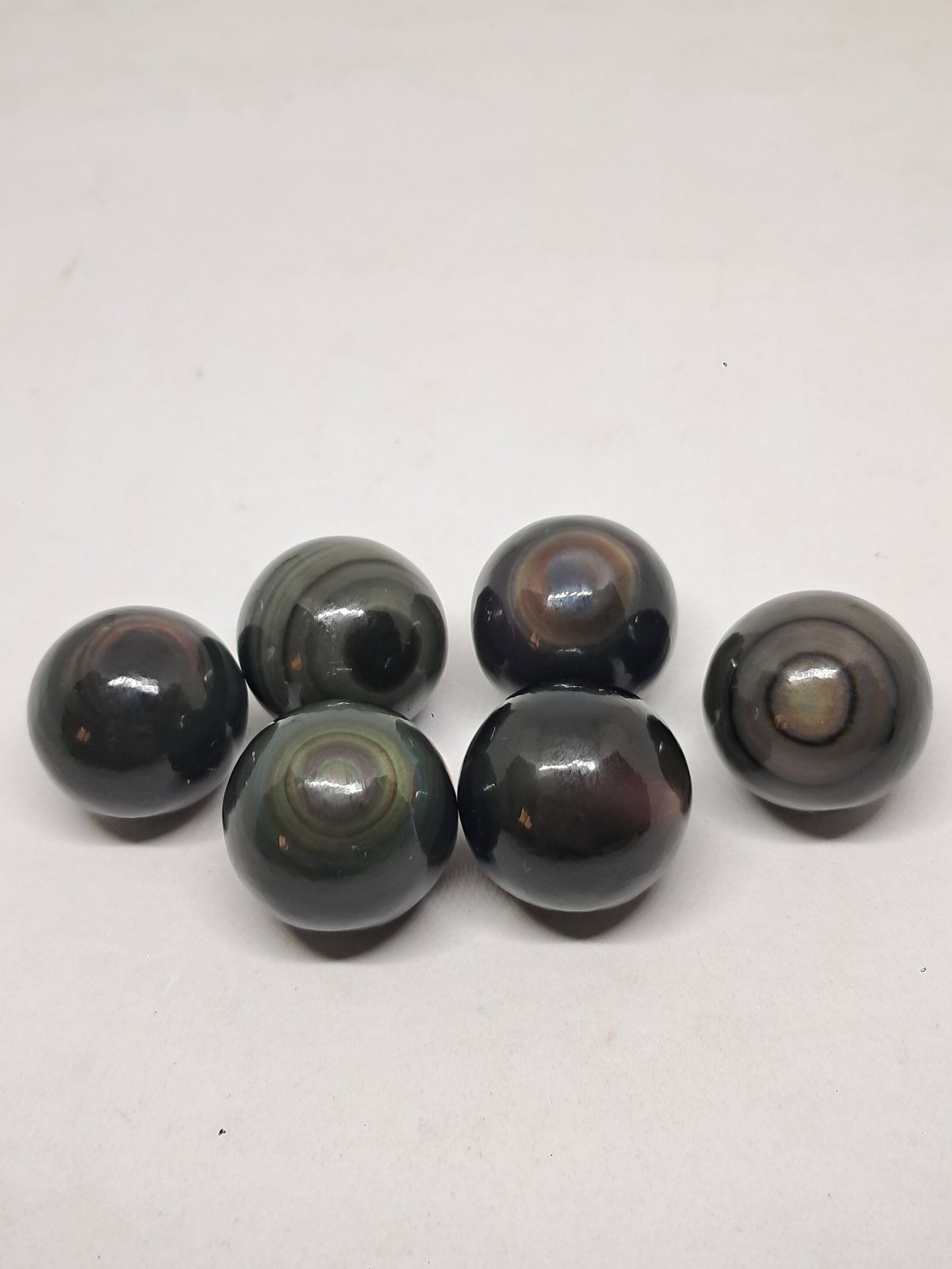 Esferas de obsidiana arcoíris (México) Colores concéntricos | Patrón de ojo | Cristales naturales pulidos #RO3