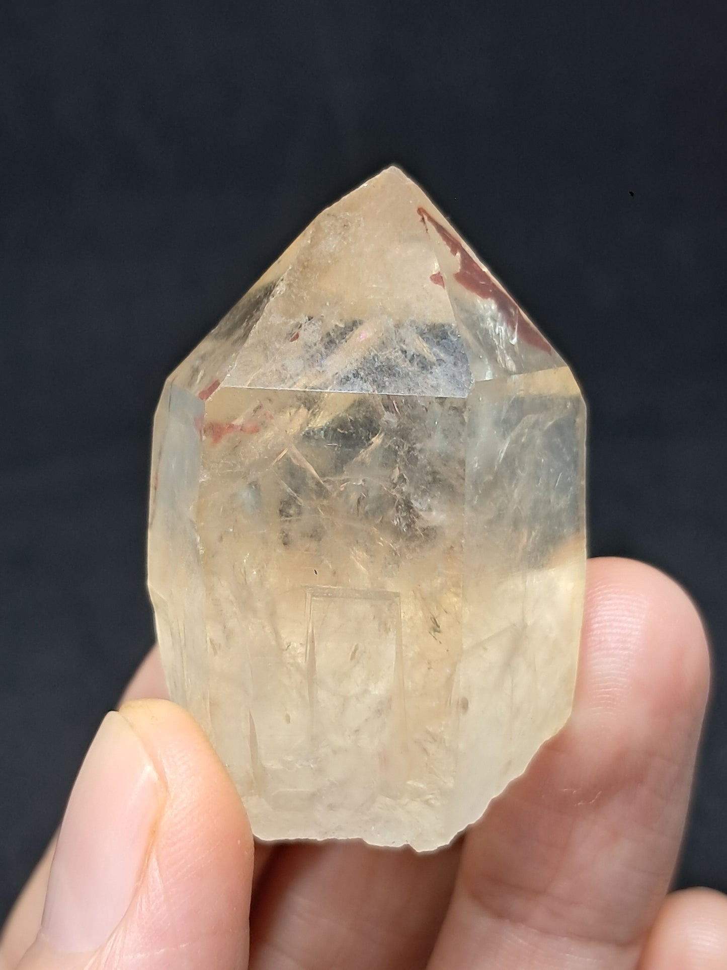 Natural Citrine "Kundalini" with Hematite (Democratic Republic of Congo) Crystal Point | Mineral Specimen #CTN19