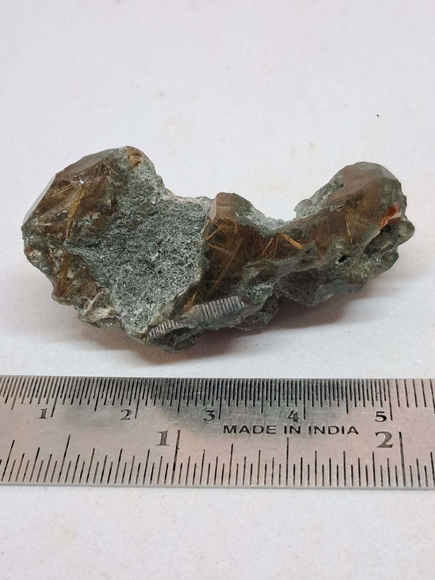Quartz w/ Chlorite and Golden Rutile Inclusions (Kullu) Rough Stone | Natural Crystal Point | Mineral Specimen #CH43