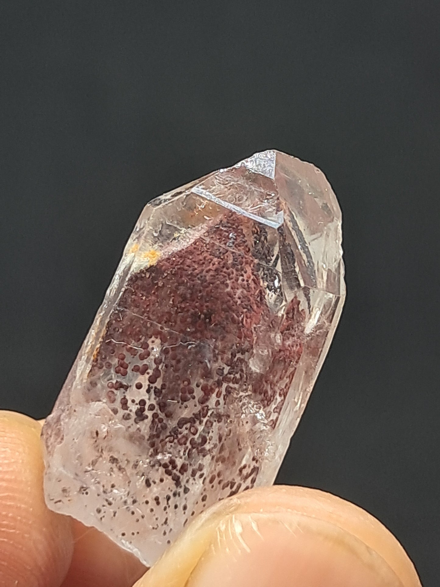 Cuarzo fantasma hematita (Telangana) | Cristal natural | Ejemplar mineral n.° HPQ44