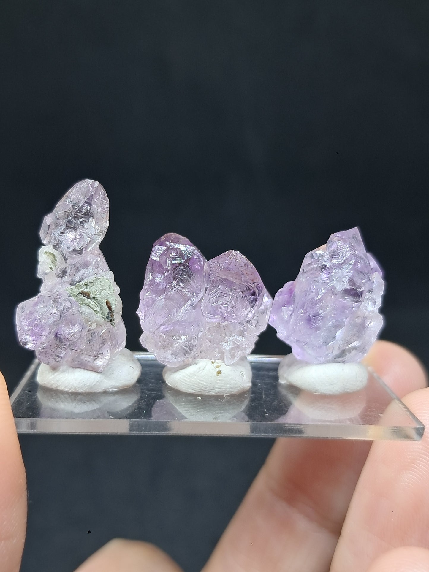 Set of 3 Small Elestial Amethyst from Karur | Super Seven Inclusions | Natural Crystals | Mineral Specimen #KA172