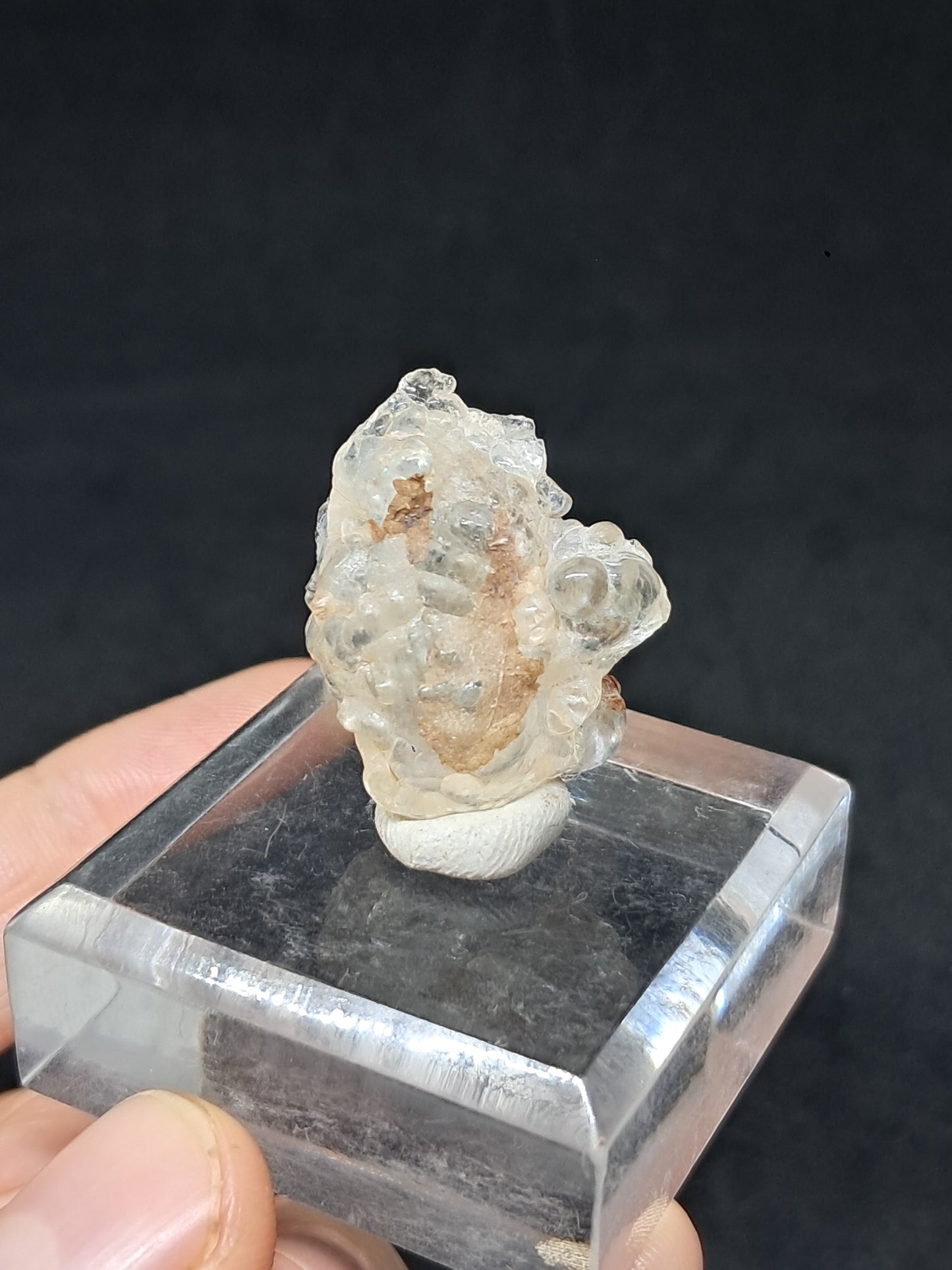Ópalo hialita (México), piedra cristalina en bruto reactiva a los rayos UV | Ejemplar mineral n.° OH6