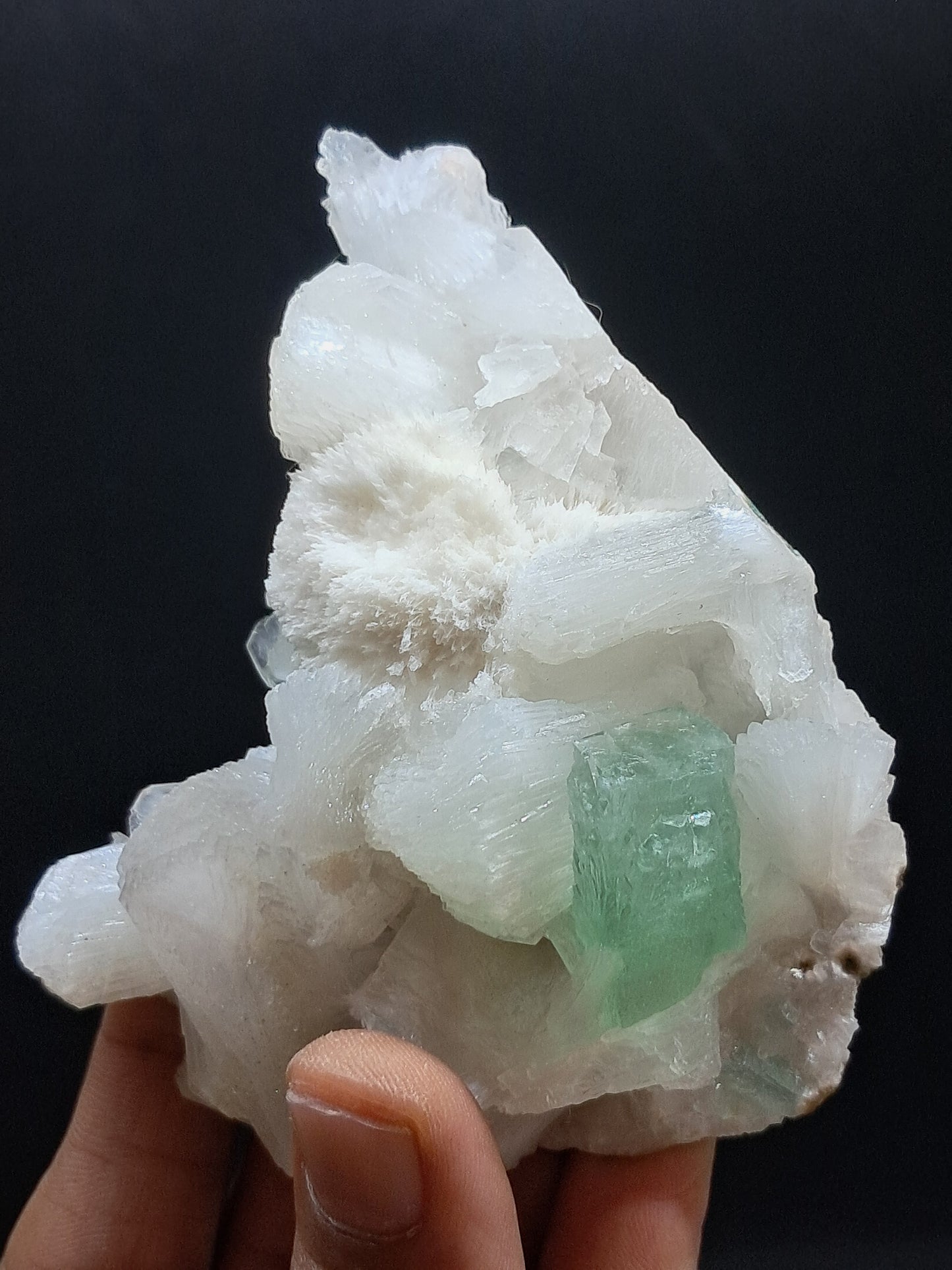 Green Apophyllite (Fluorapophyllite) and Mordenite on Stilbite #GA9