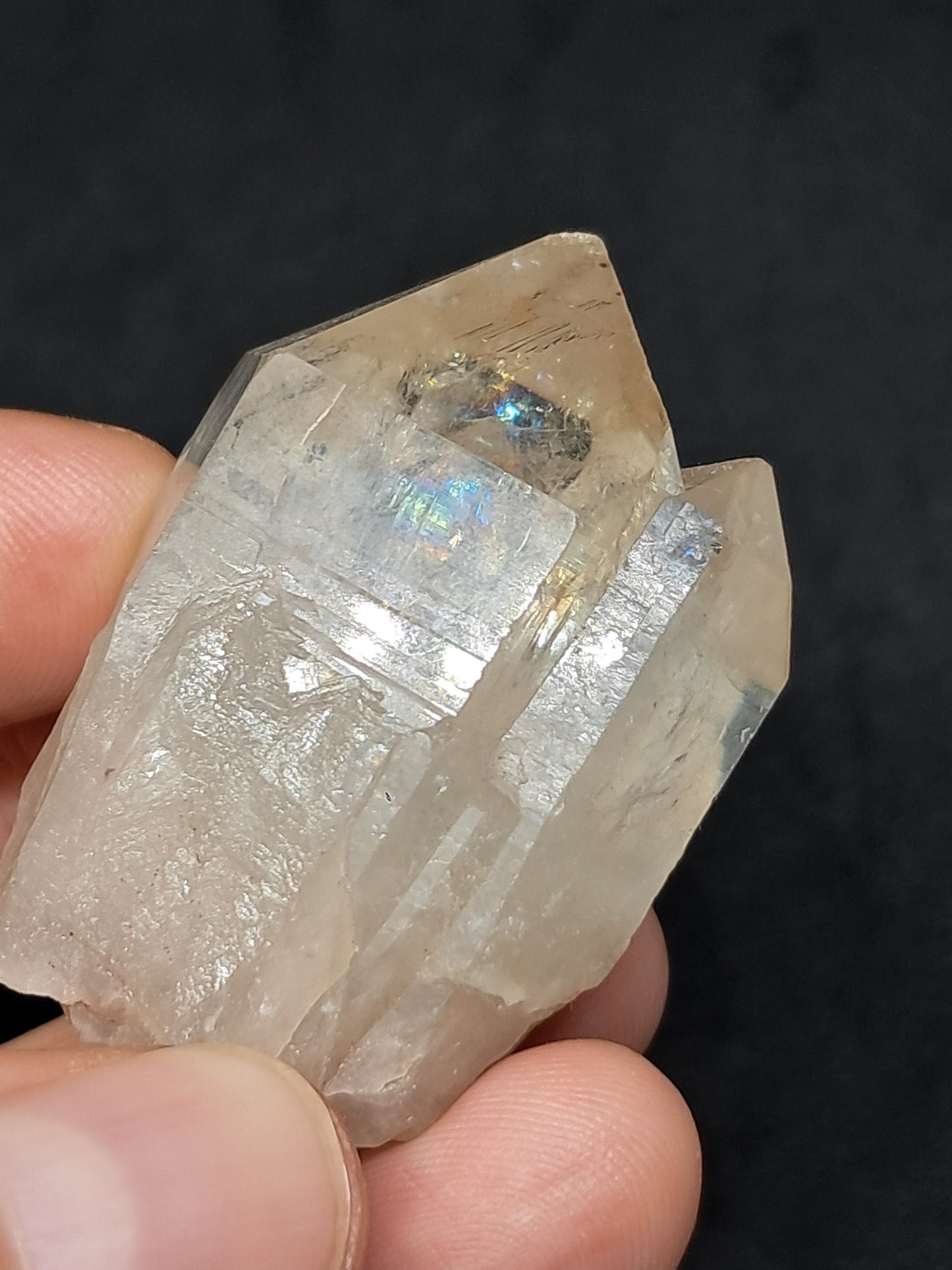 Natural Citrine "Kundalini" with Rainbows (Democratic Republic of Congo) Twinned Crystal Point | Mineral Specimen) #CTN17