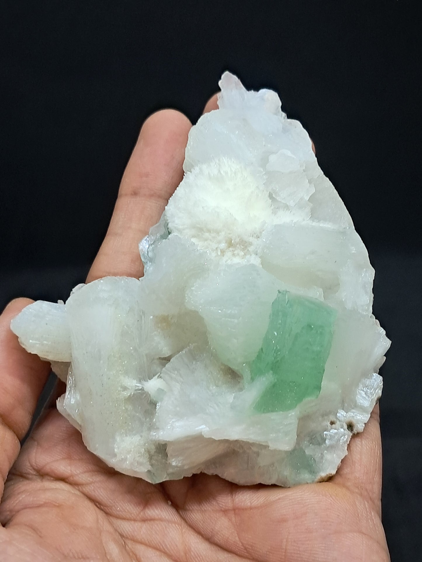Green Apophyllite (Fluorapophyllite) and Mordenite on Stilbite #GA9