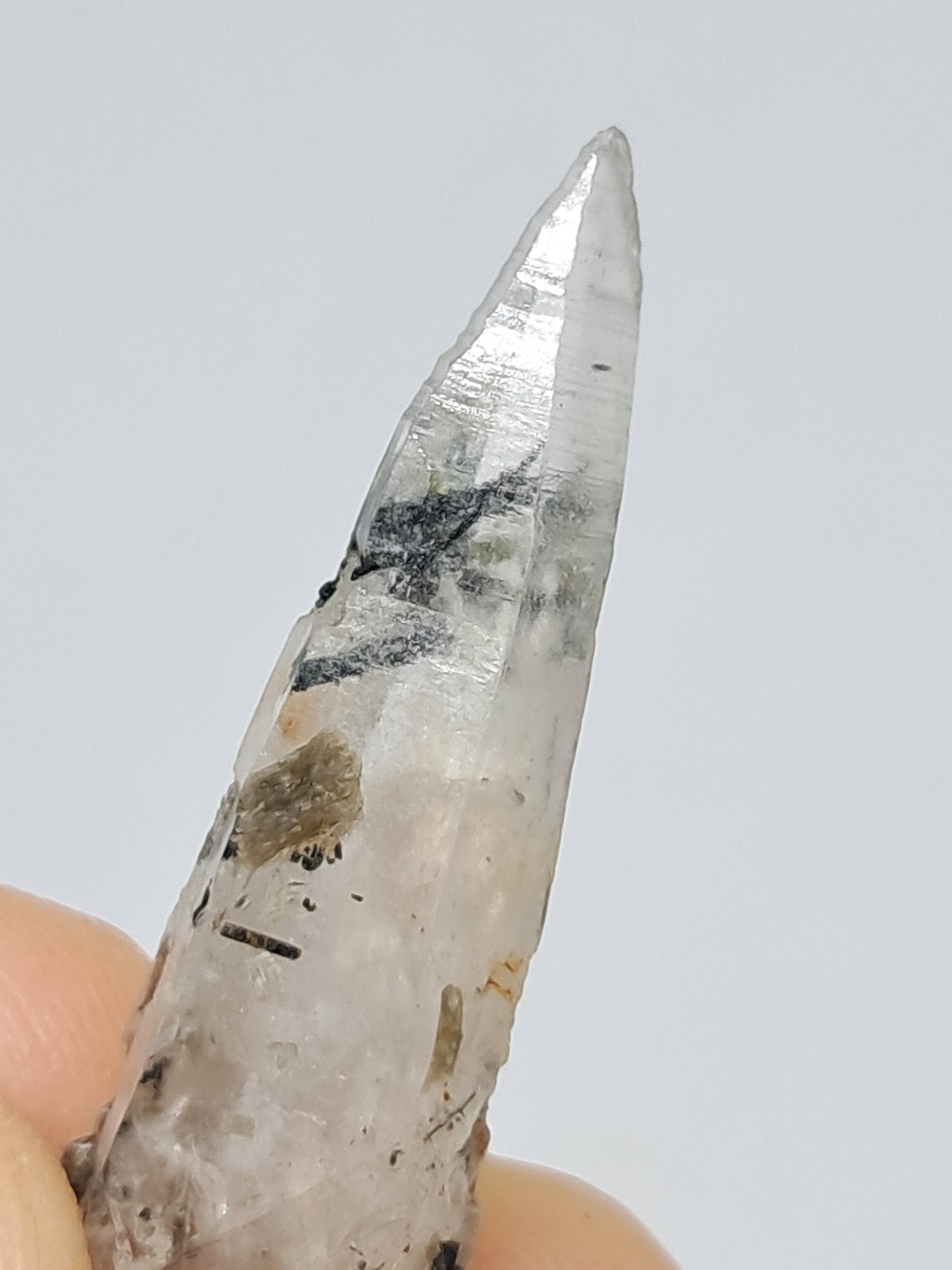 Tourmalinated Quartz w/ Mica and Feldspar Inclusions (Karur) Natural Crystal Point | Mineral Specimen #TQ18