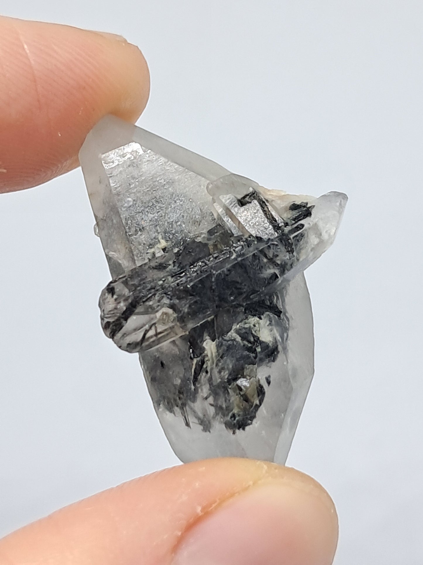 Tourmalinated Quartz natural crystal point (Non-precious natural stone) #TQ6