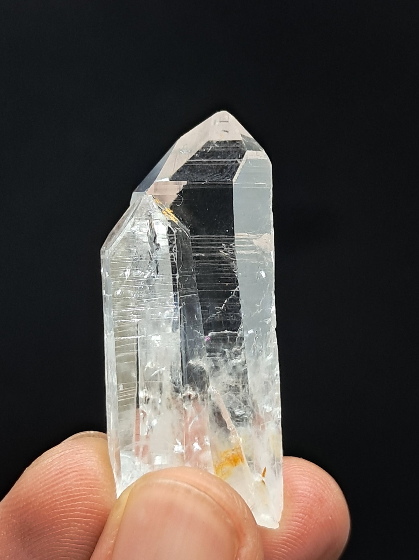 Punta natural de cristal de cuarzo fundido transparente (Santander, Colombia) | Ejemplar mineral n.° COQ35