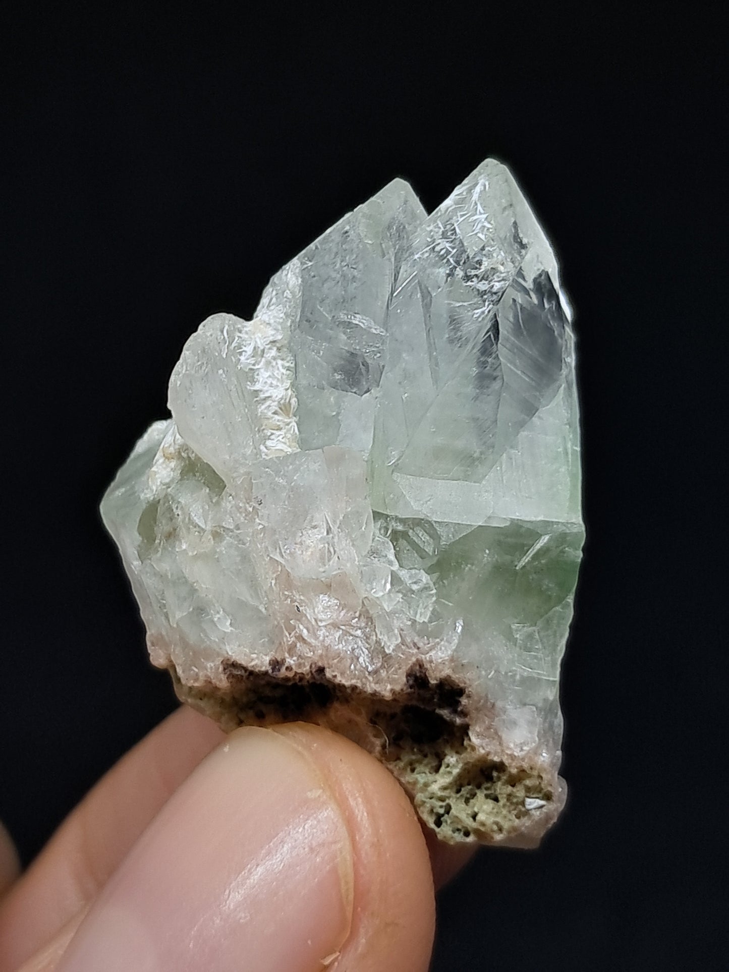 Green Apophyllite Crystal w/ Okenite (Ajanta) Natural Point | Mineral Specimen #AP63