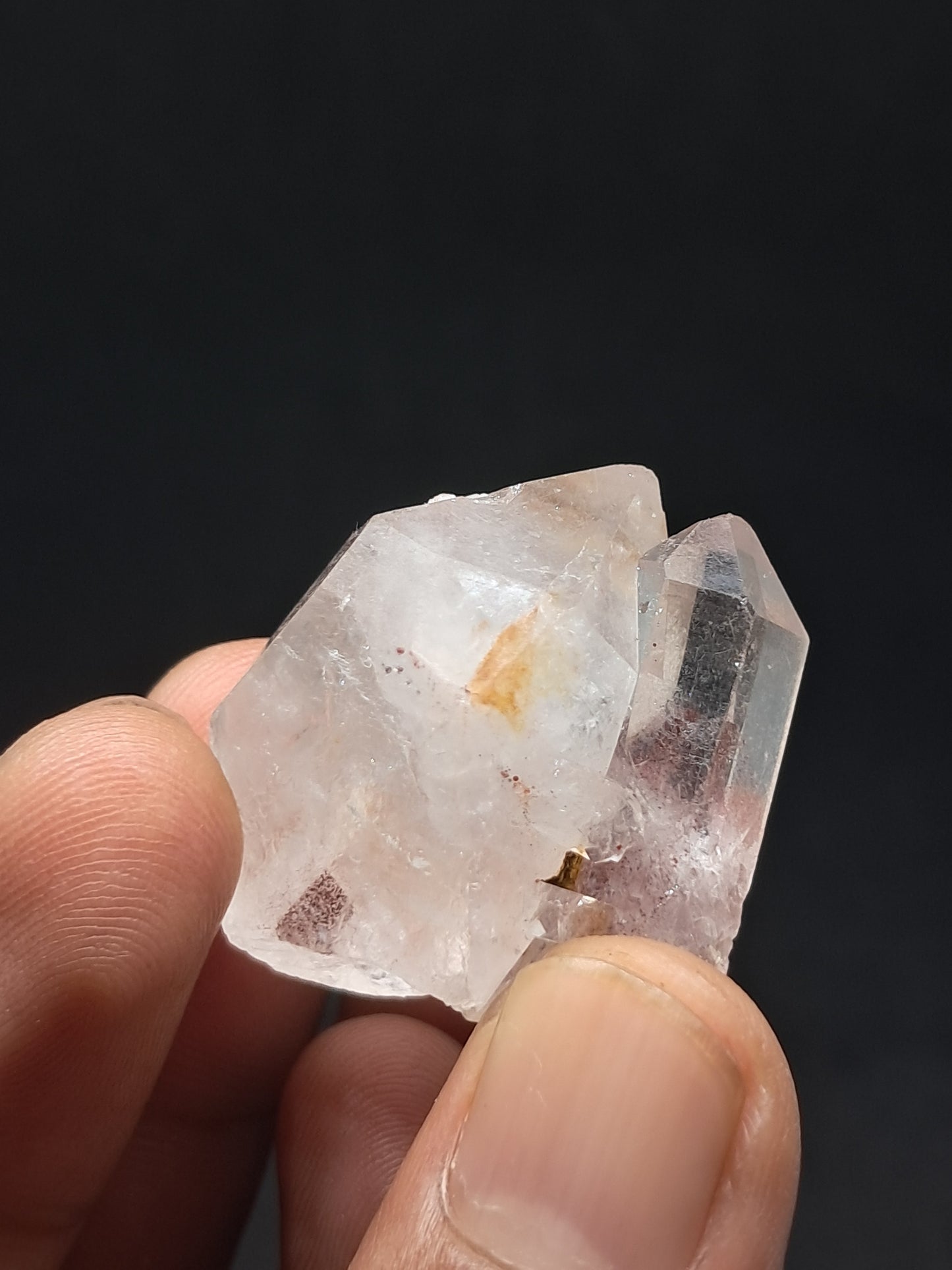 Cuarzo Fantasma Hematita (Telangana) Cristal Natural | Ejemplar Mineral | Puntas Fusionadas | Cara "Ventana" #HPQ36