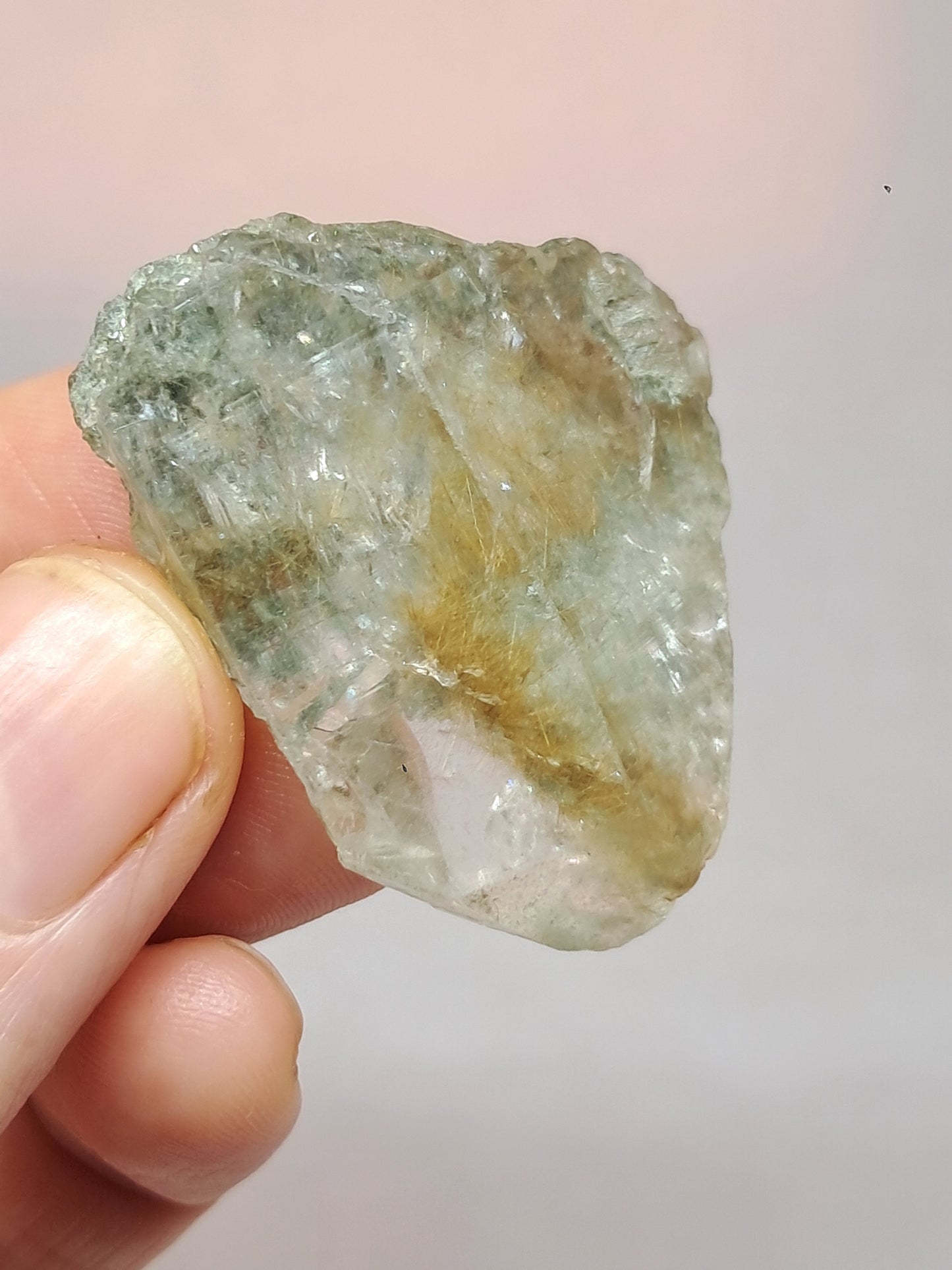 Quartz w/ Chlorite and Golden Rutile Inclusions (Kullu) Rough Stone | Natural Crystal | Mineral Specimen #CH41